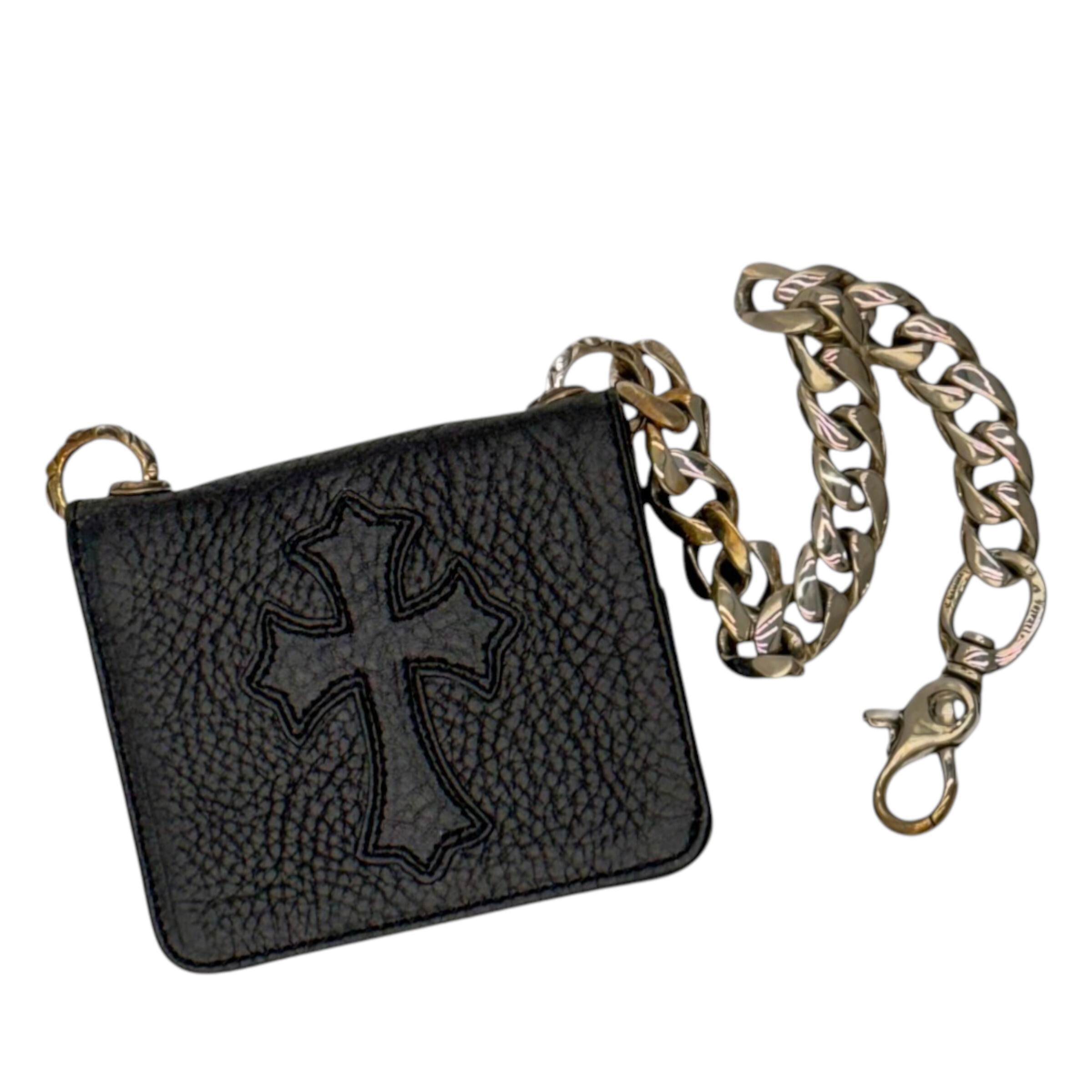 【CHROME HEARTS】クロムハーツ TV MAN クロスパッチウォレット/クラシックチェーン/black leather/新品未使用/入手困難