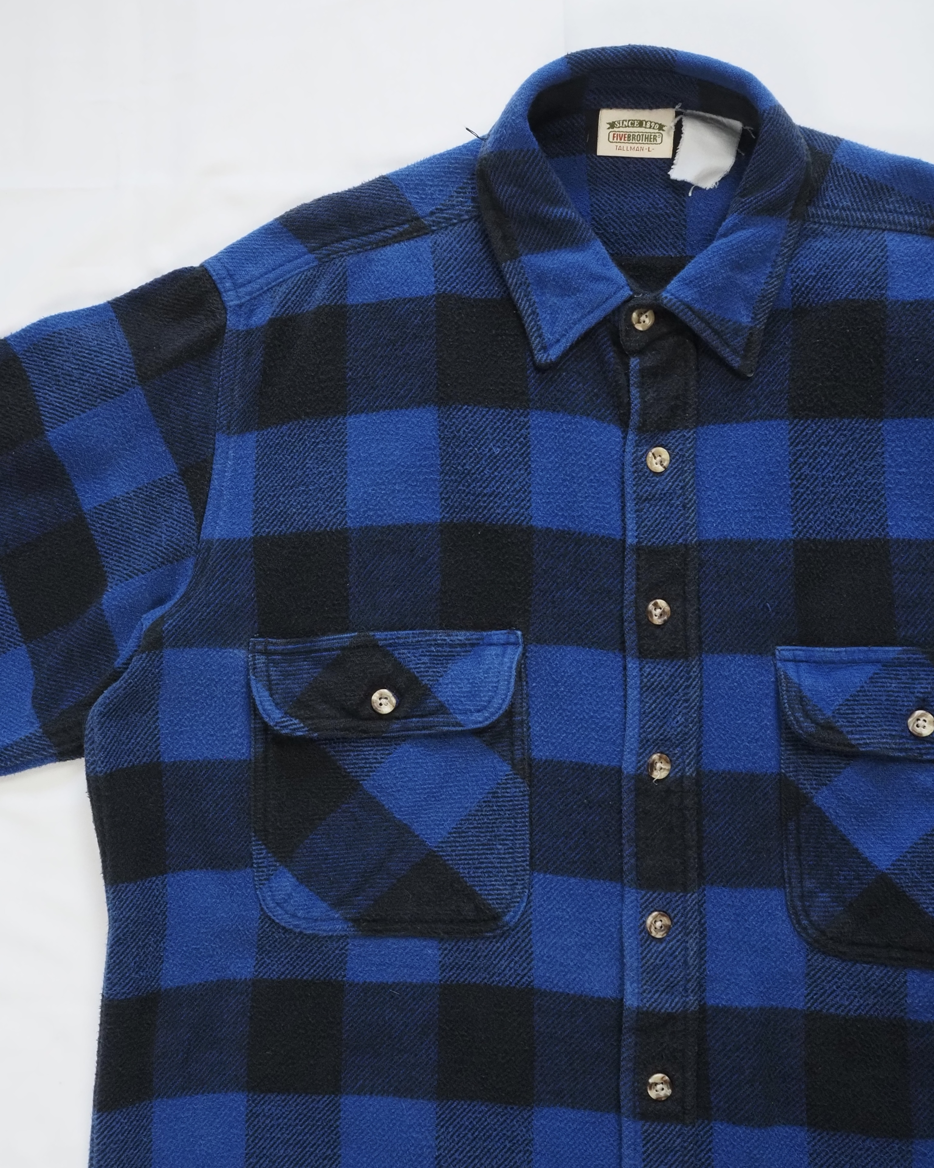 【VCM入荷】90’s Fivebrother ヘヴィネル ブルー×ブラック ブロックチェック の画像 7