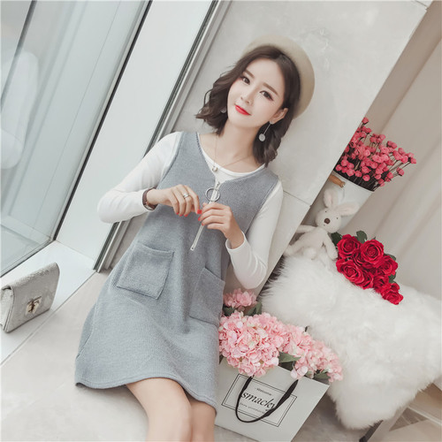 シンプルトップスとジッパーワンピースのセットアップ 全1色 Manajily オルチャン 韓国 プチプラレディースファッション