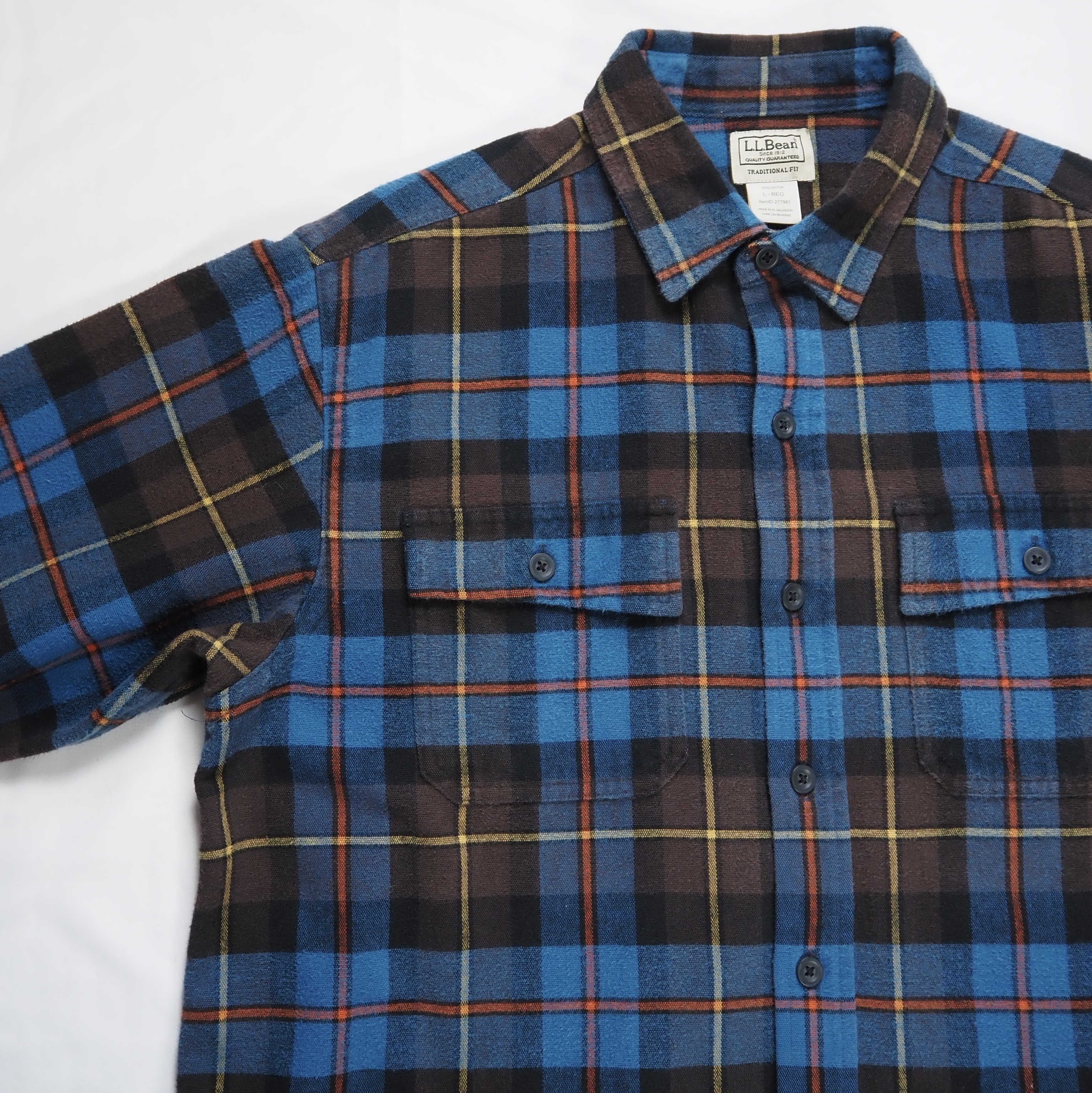 L.L. Bean ヘヴィフランネルシャツ ブルー Lサイズ の画像 4