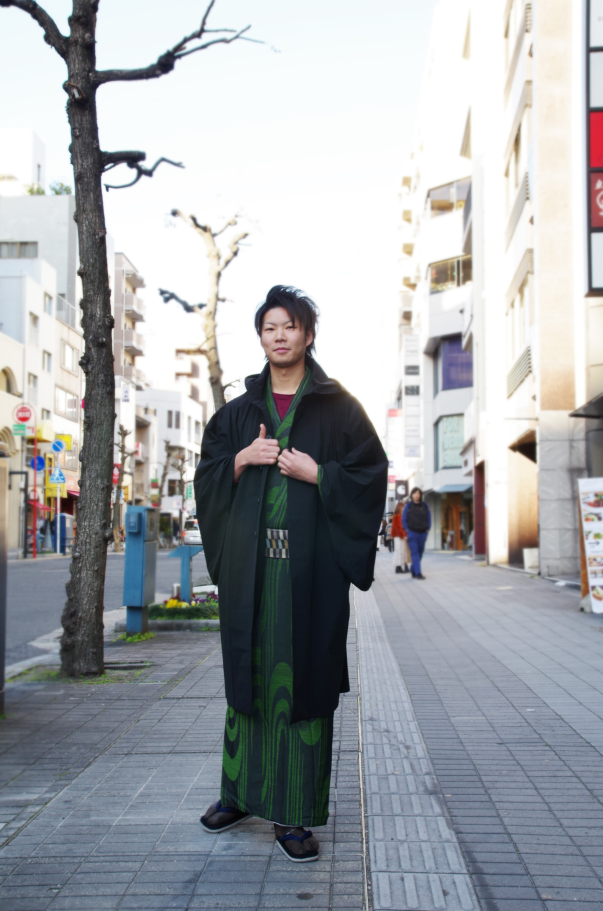 グラースオリジナル ムーブフィットスタンドカラーフード付きメンズコート ポリエステル100 キモノグラース