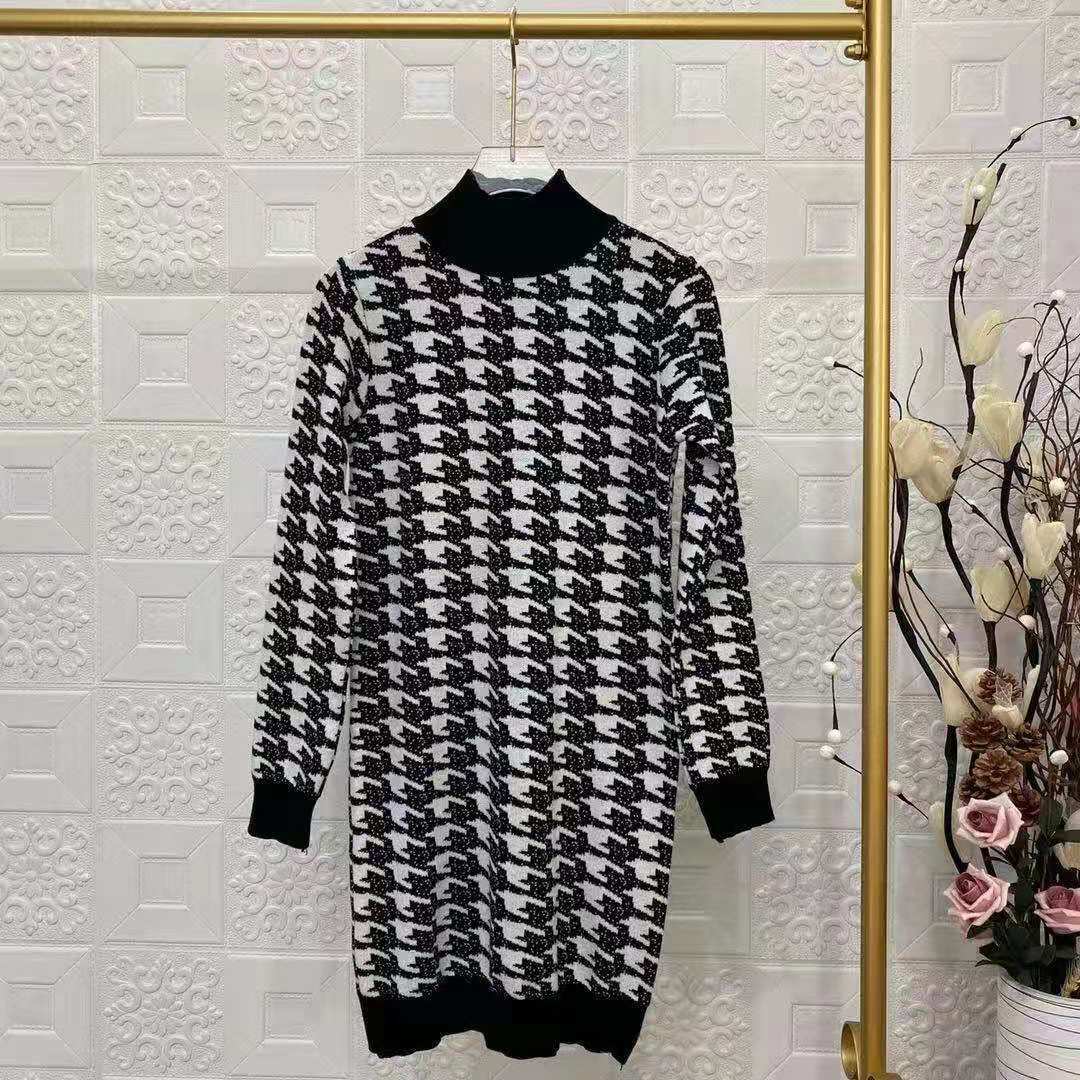 送料無料 ワンピース 秋冬 ニット セーター ミニ丈 ラウンドネック 千鳥柄 チェック 長袖 ツイード風 ブラック スリム 足長 着回し お洒落 トレンド 可愛い セクシー 上品 きれい目 お呼ばれ 二次会 デート 女子会 通勤 韓国 オルチャン Op 031kb Imagibune