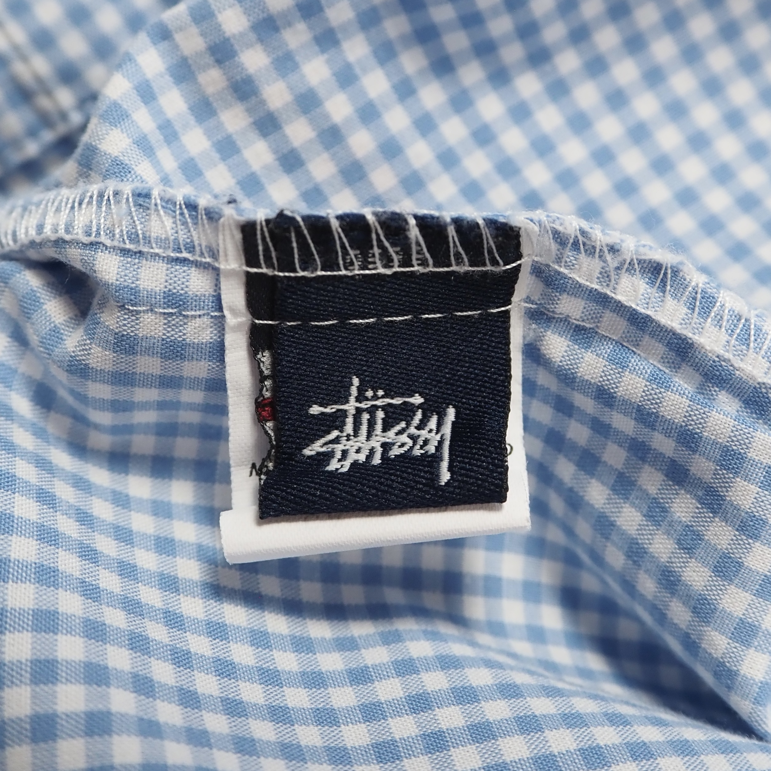 90’s OLD STUSSY 紺タグ 半袖シャツ ライトブルー Mサイズ の画像 14