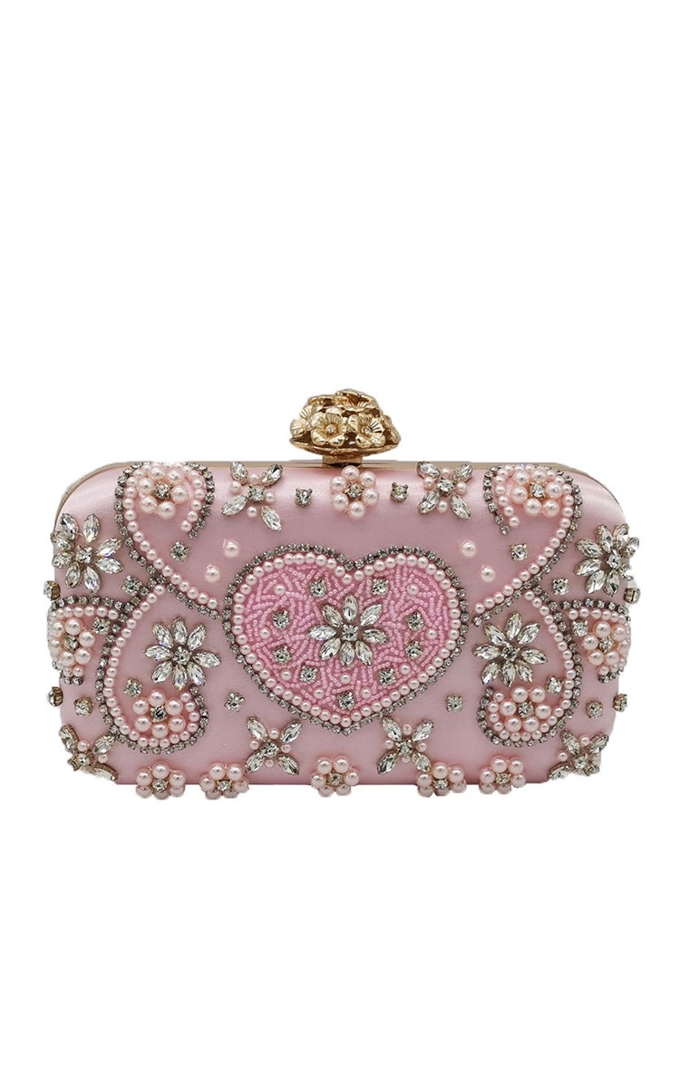 予約 ピンクサテンパーティバッグ Mapretty