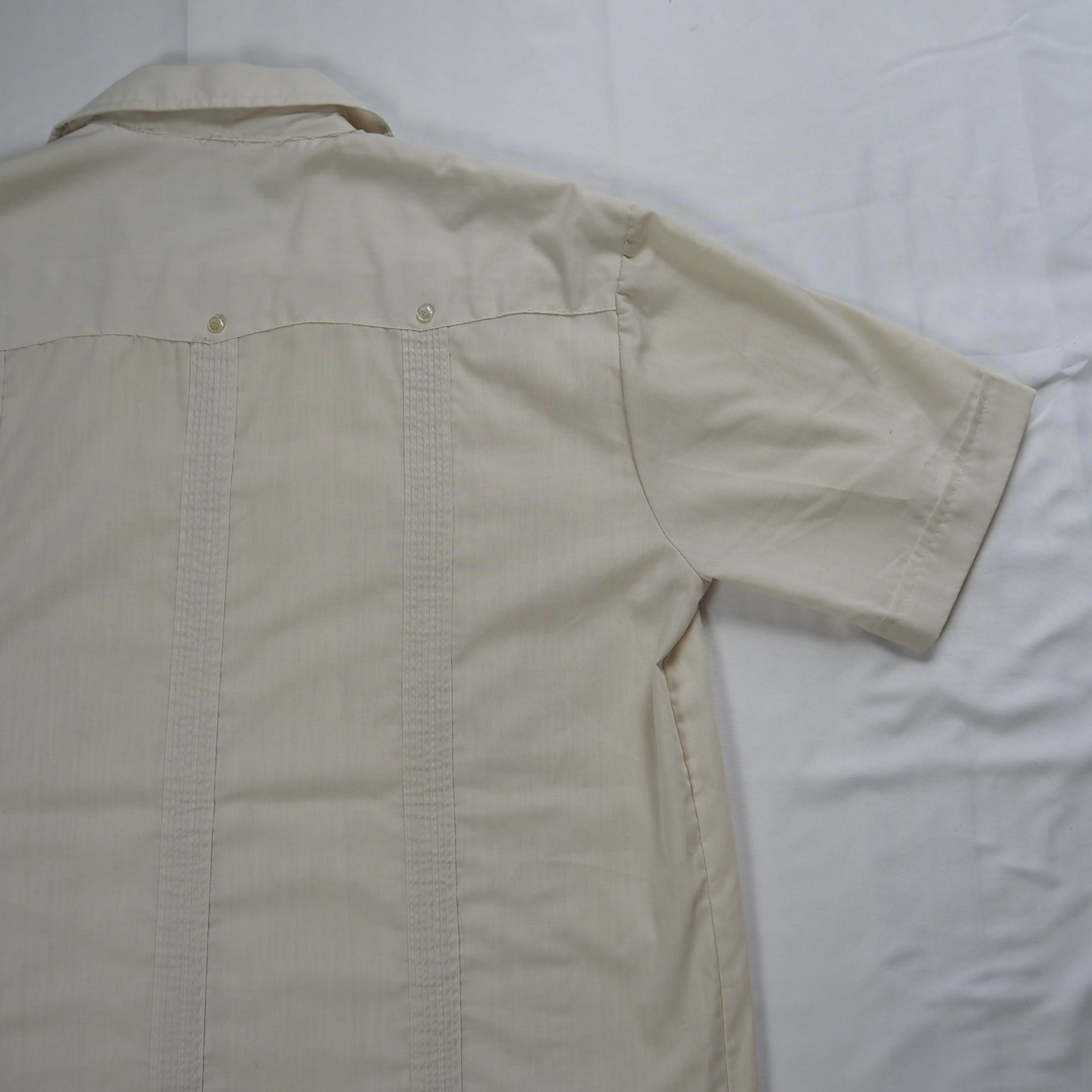 80’s-90’s Guayabera キューバシャツ Sサイズ ベージュ の画像 13