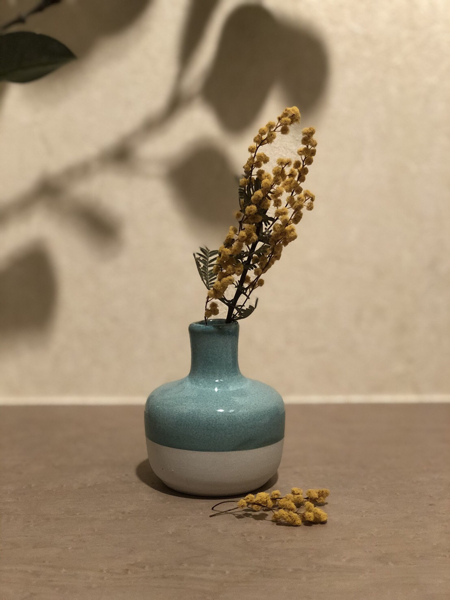 Chochoターコイズブルー 花瓶 一輪挿し フラワーベース 陶器 お祝い プレゼント 花 シンプル うつわのピスタチオドック
