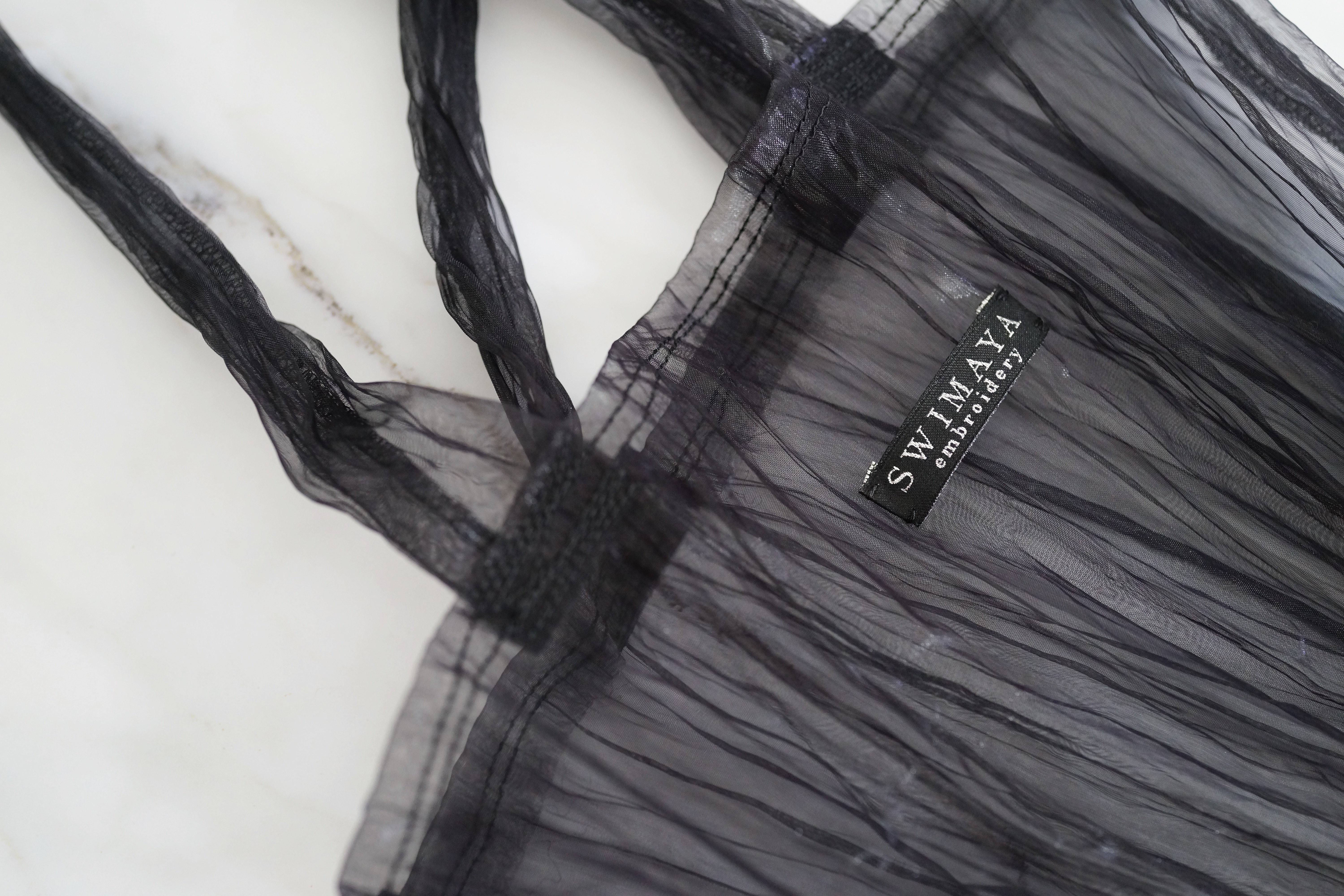 【ToteBag】ギャザーオーガンジー/black.