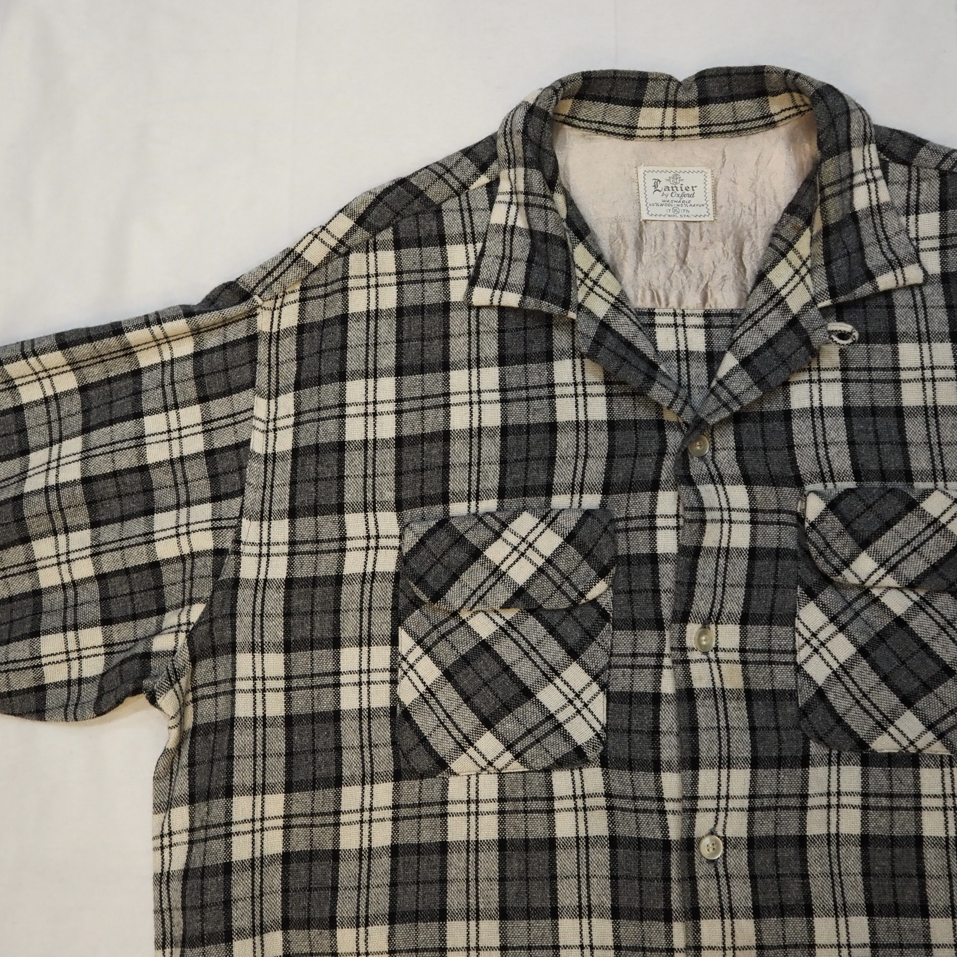 50’s ウールシャツ ブラック×ホワイト XL!!! の画像 2