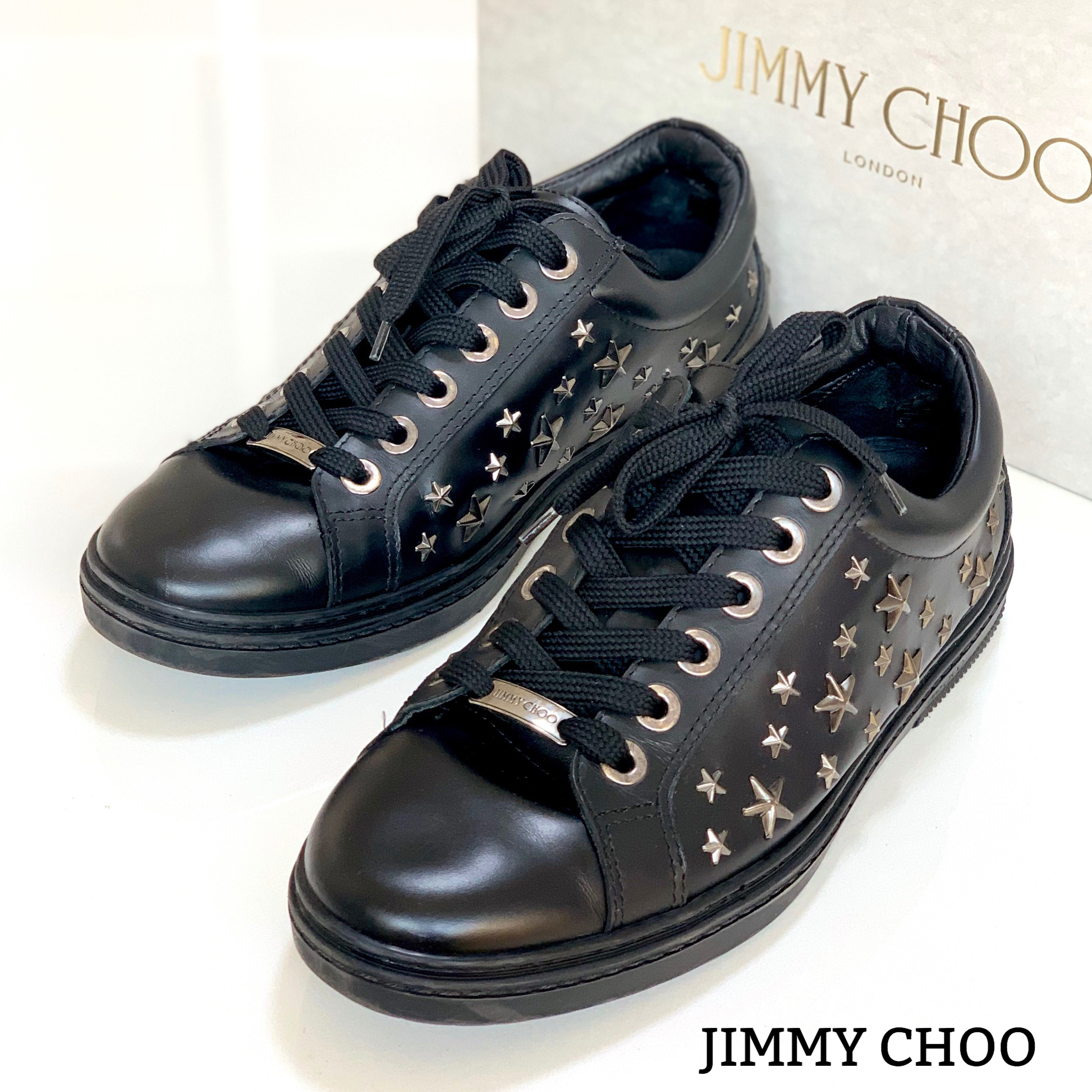 1498 美品 ジミーチュウ スタースタッズ スニーカー 黒 Mycloset
