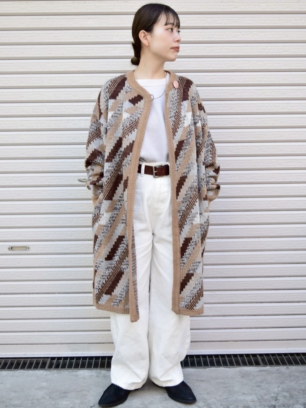 Vintage pattern knit coat の画像 2