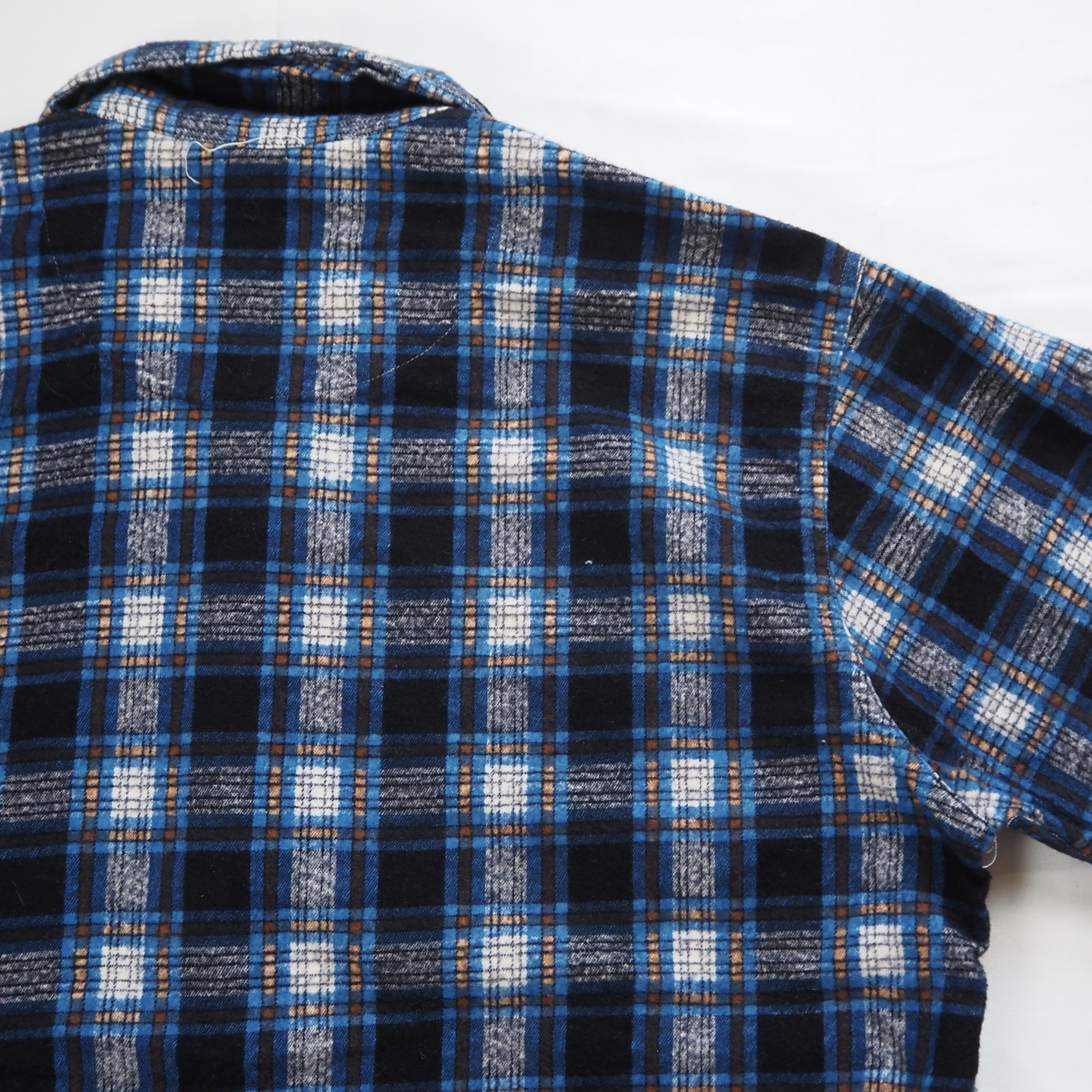60’s Dan River Fabric プリントネル ブルー×ブラック  Mサイズ程度 の画像 12
