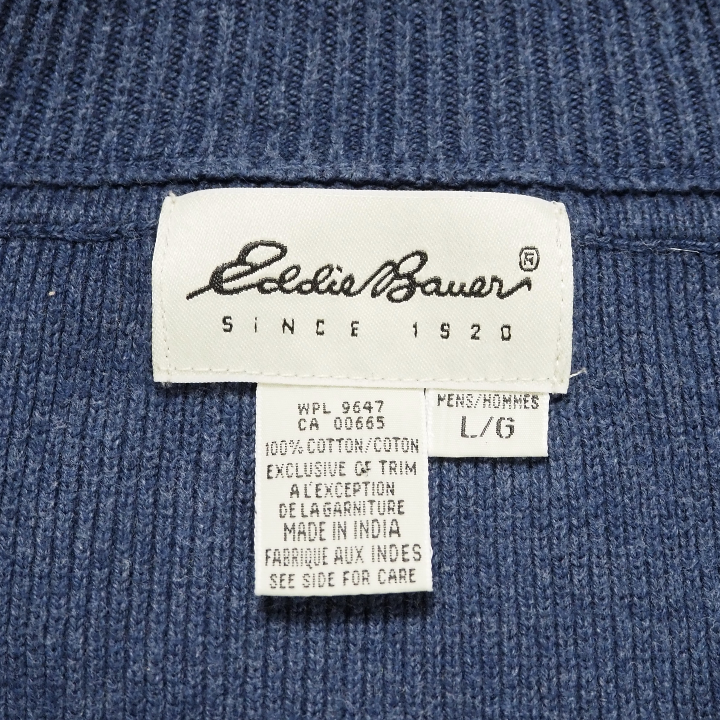 90’s Eddie Bauer コットンニット ハーフジップ Lサイズ の画像 4