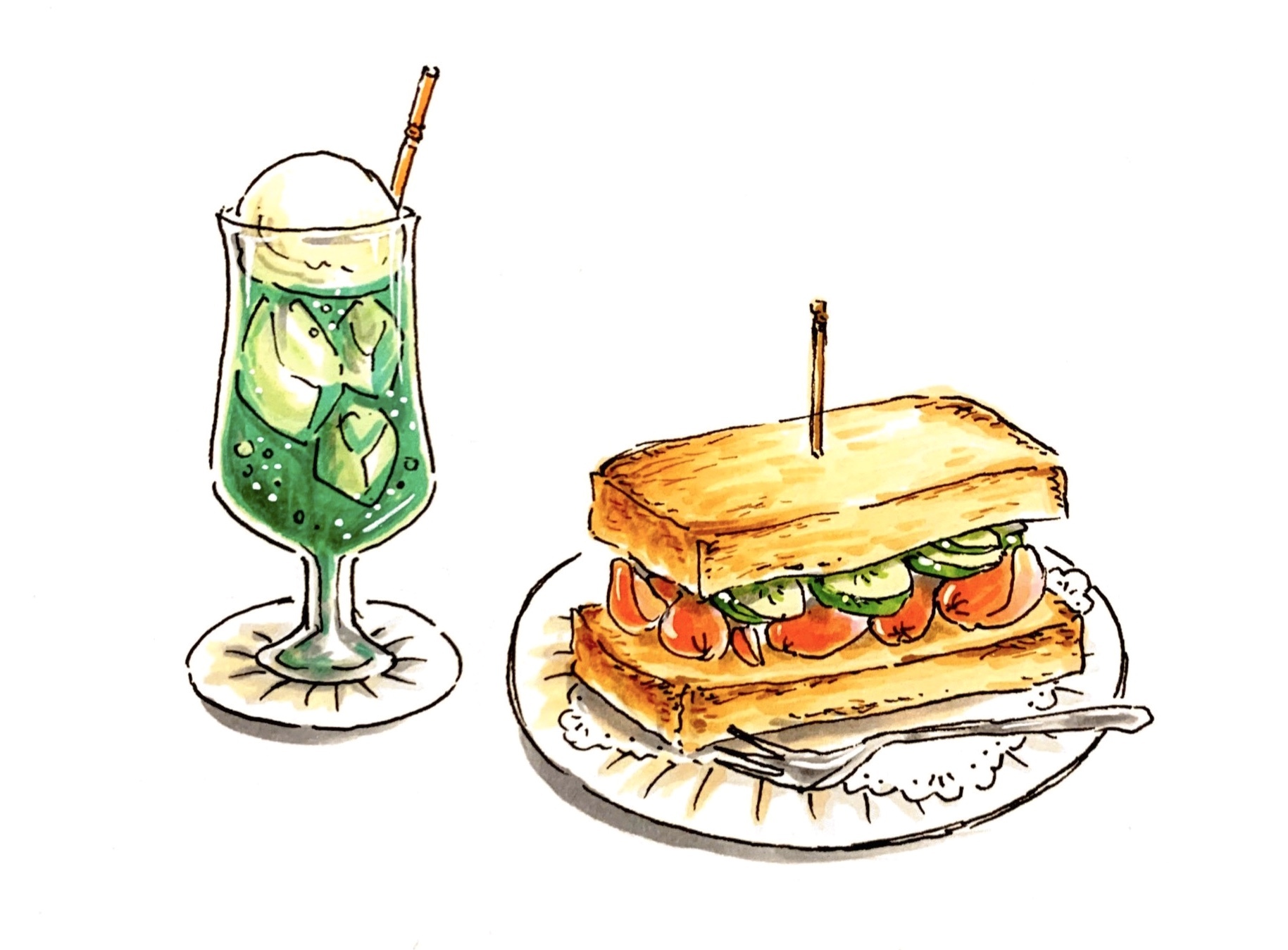 食べ物イラスト コピック たけのみせ