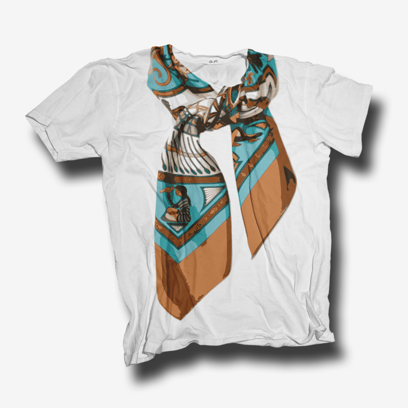 【RocLife】メンズ エルメス スカーフ柄（水色） Tシャツ | Roc Life WEB Store