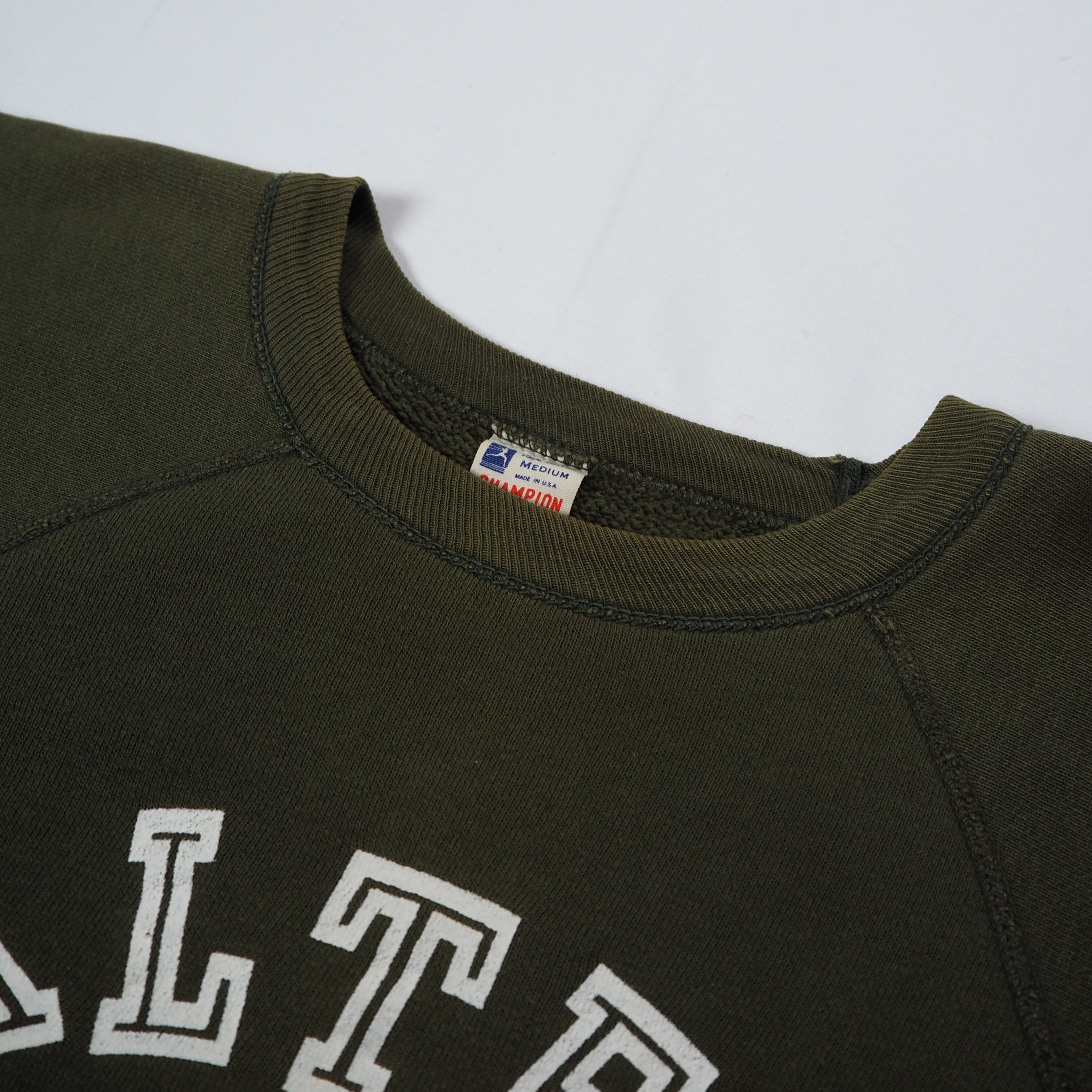 【9/23 20:00入荷】60's Champion カレッジスウェット オリーブグリーン Mサイズ の画像 8
