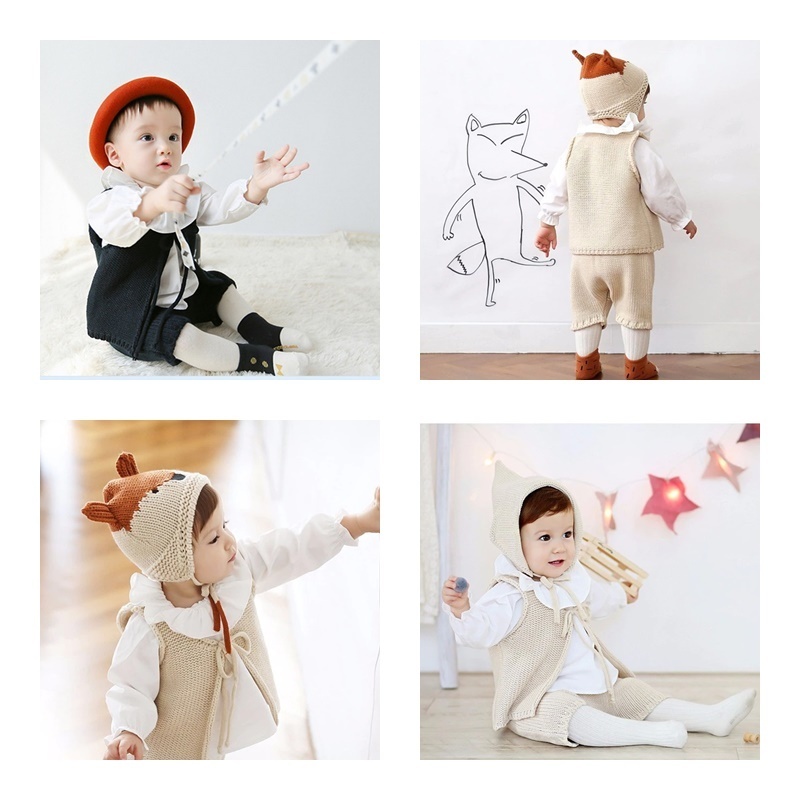 子供服 セットアップ 女の子 男の子 ベスト パンツ 2点セット キッズ ベビー ジュニア 子ども服 こども服 子ども 子供 秋服 春服 冬服 秋 春 冬 かわいい 可愛い おしゃれ シンプル 韓国子供服 韓国 ベージュ ブラック ブラウン グレー コットン ニット 6 12ヶ月