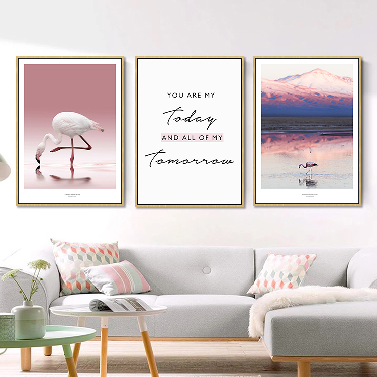 C208L 絵画セット 絵画 3枚セット 絵 フラミンゴ 山 風景画 フレームレス 南国風 インテリア 雑貨 ポスター おしゃれ かわいい