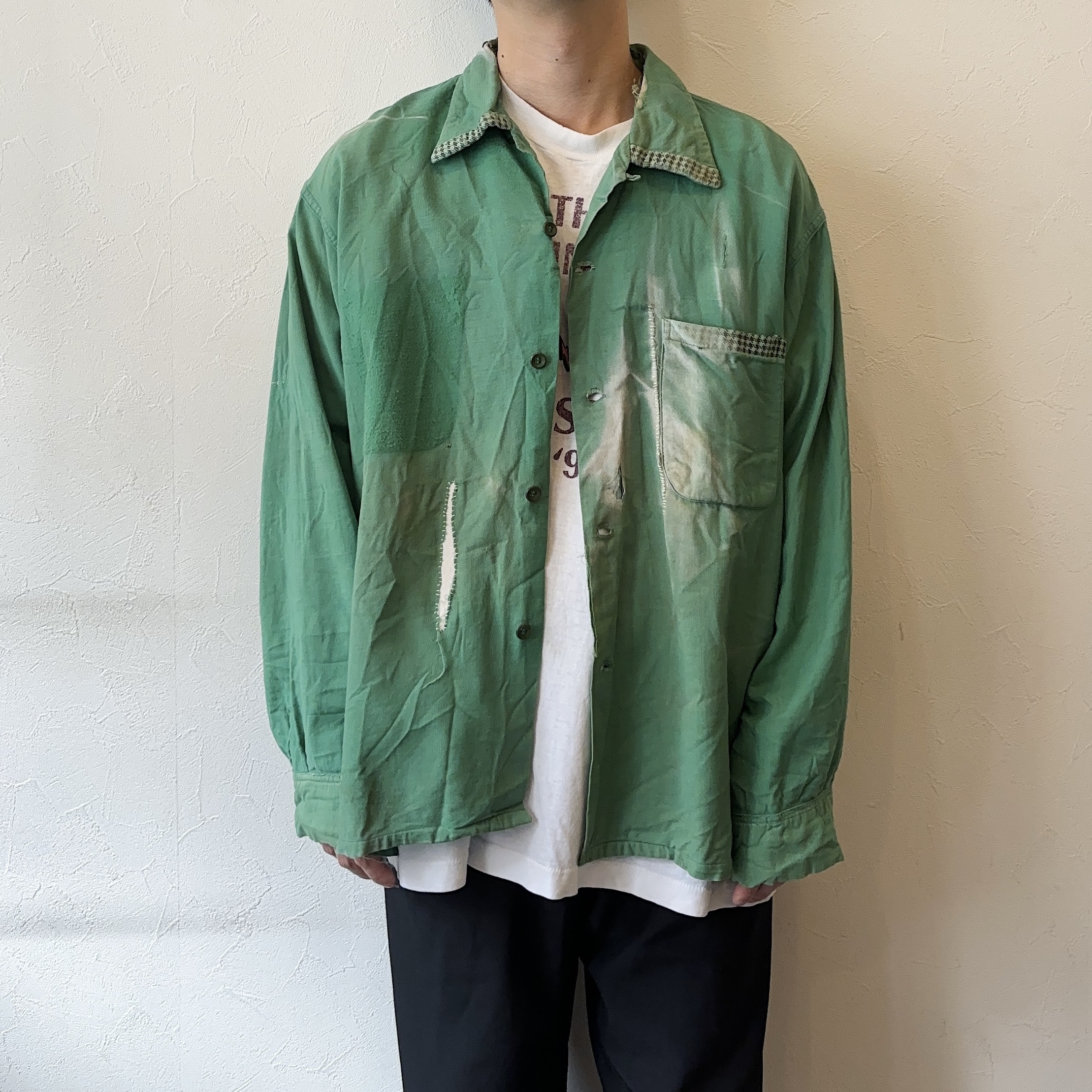 Vintage 50's【Sportswear by MacLAREN】Grunge Open Collar Shirt の画像 3