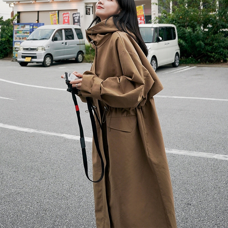 クリアランスお得セール ロングトレンチコート レディース 春 ブラウン ネイビー 茶色 紺 大きいサイズ フード付き 正規品販売中 Ssl Daikyogo Or Jp