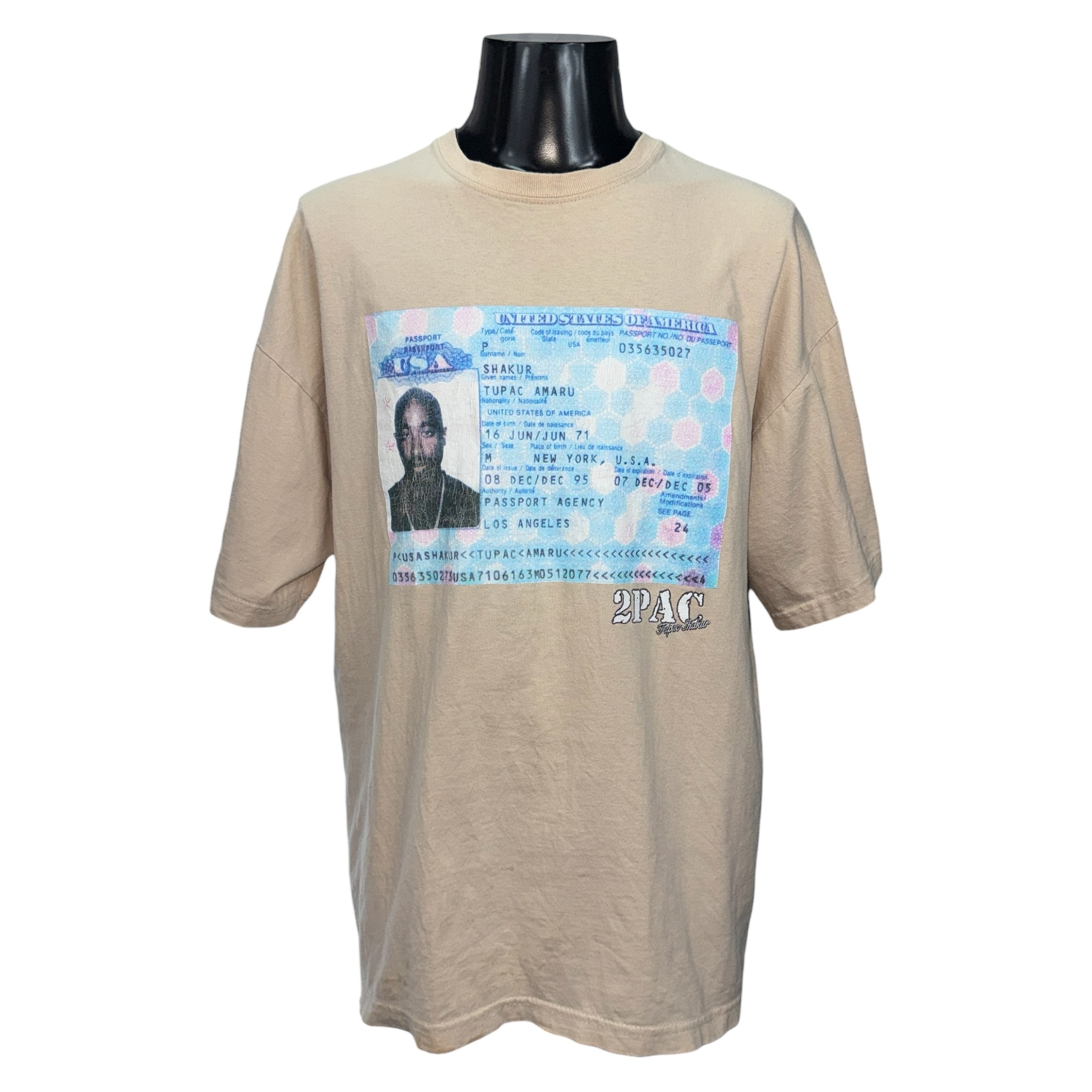 【2PAC】2パック TUPAC AMARU SHAKUR “PASSPORT” USA製Vintage Tシャツ