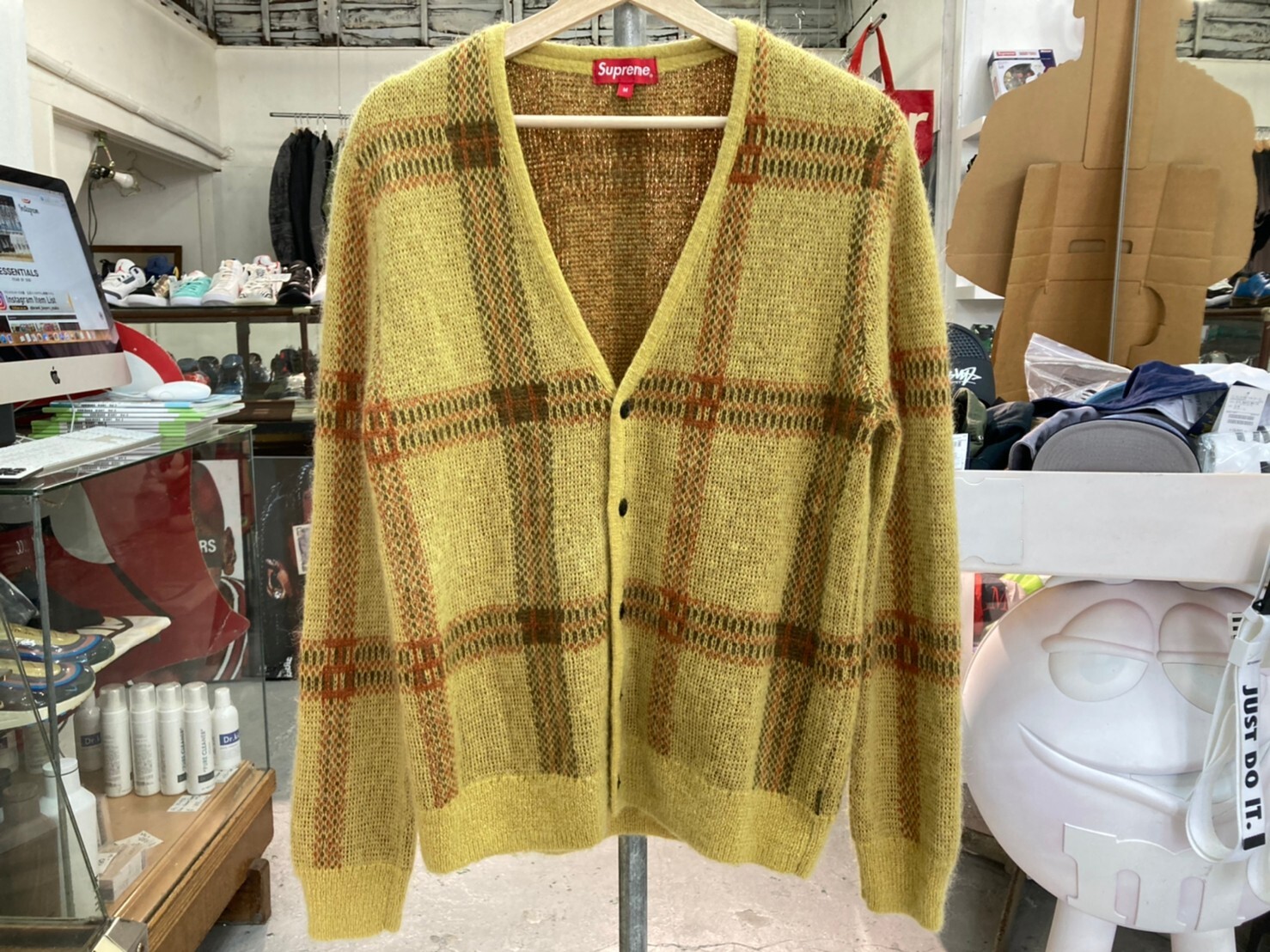 supreme plaid mohair cardigan