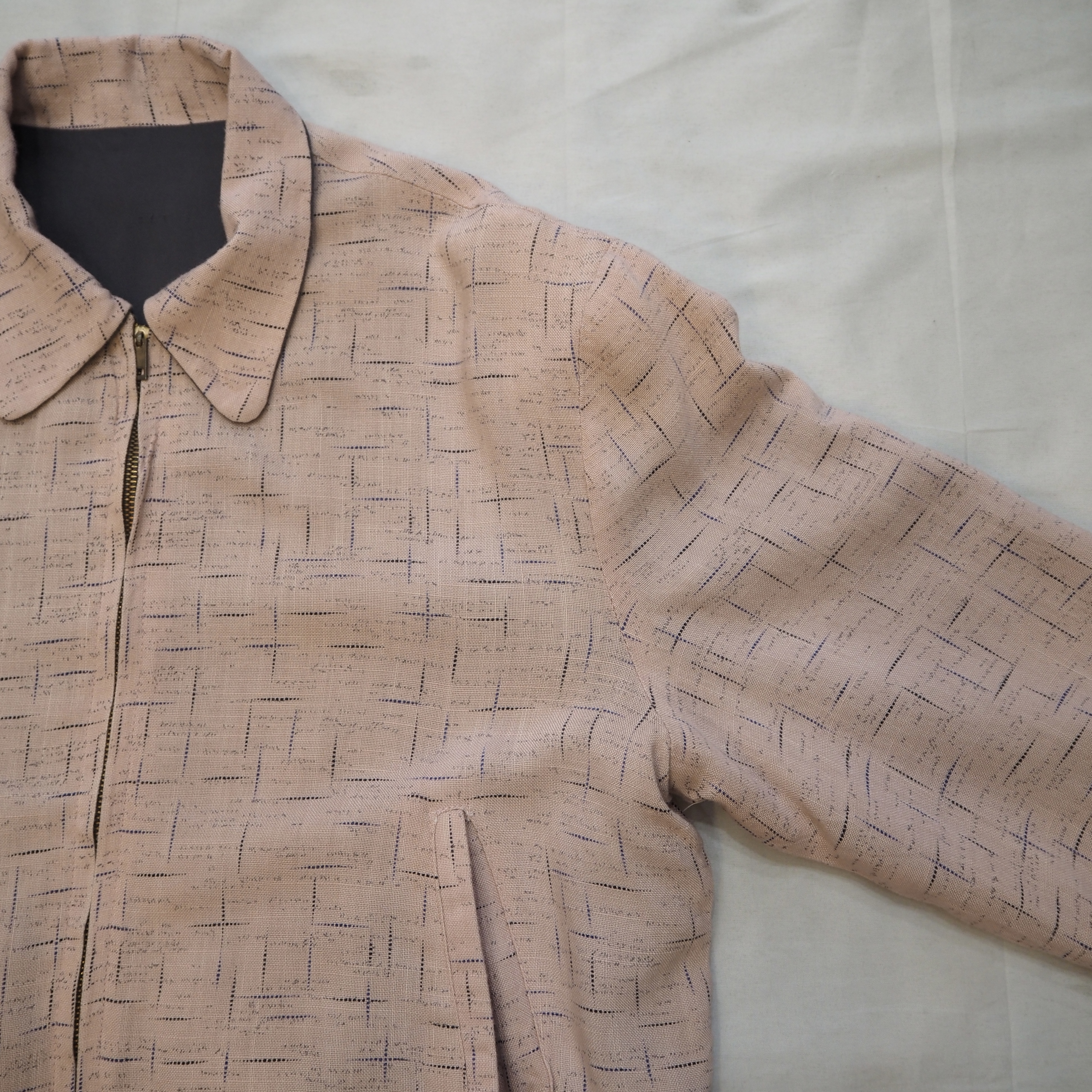 50’s Rayon Gab Jacket Pink & Gray の画像 3