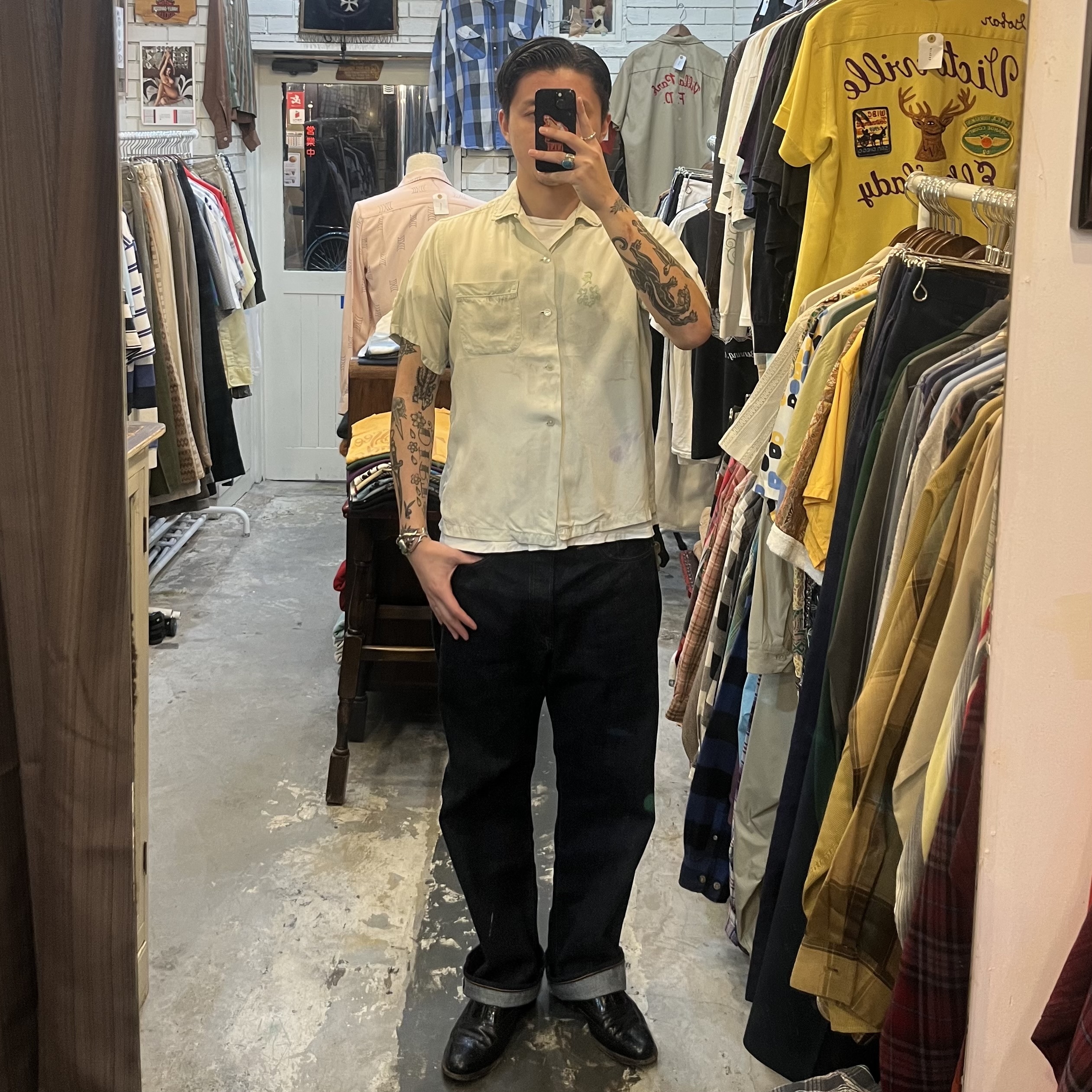 60’s Towncraft 半袖レーヨンシャツ Mサイズ ボロ の画像 3