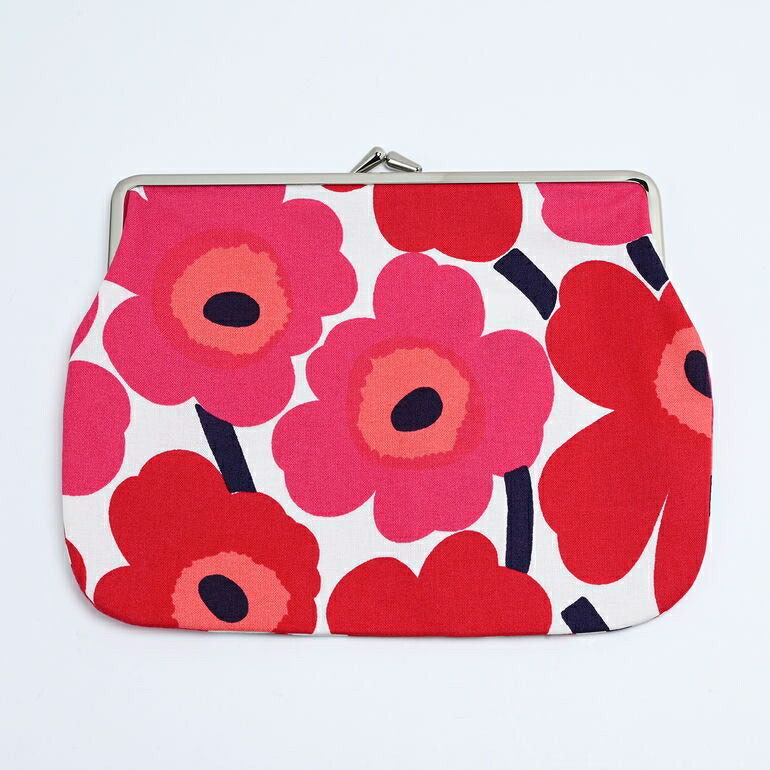 マリメッコ ガマ口ポーチ (赤×白)