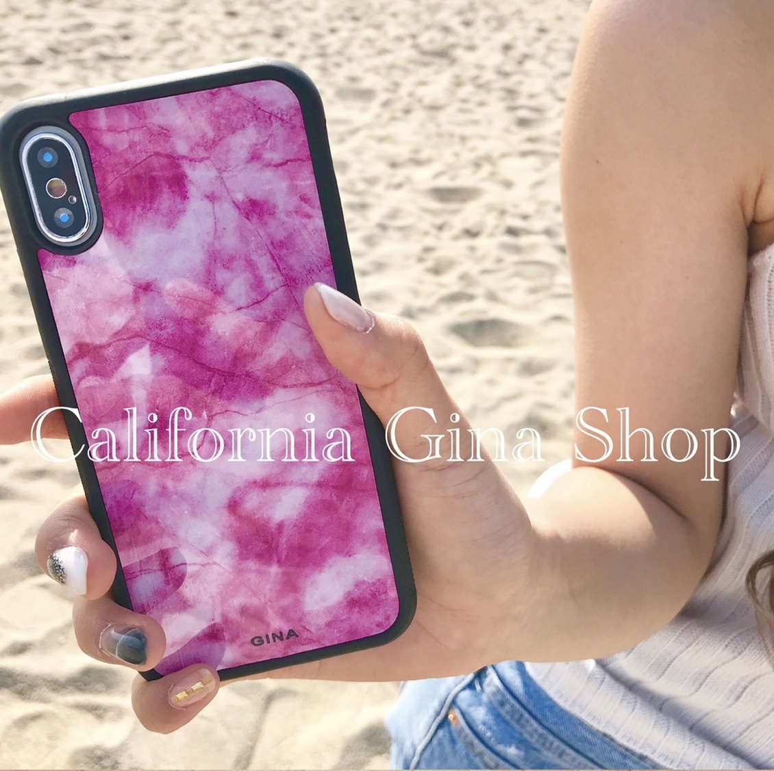 大特価sale 即納 ピンク大理石柄ケース 西海岸スタイル Iphoneケース Gina California Shop