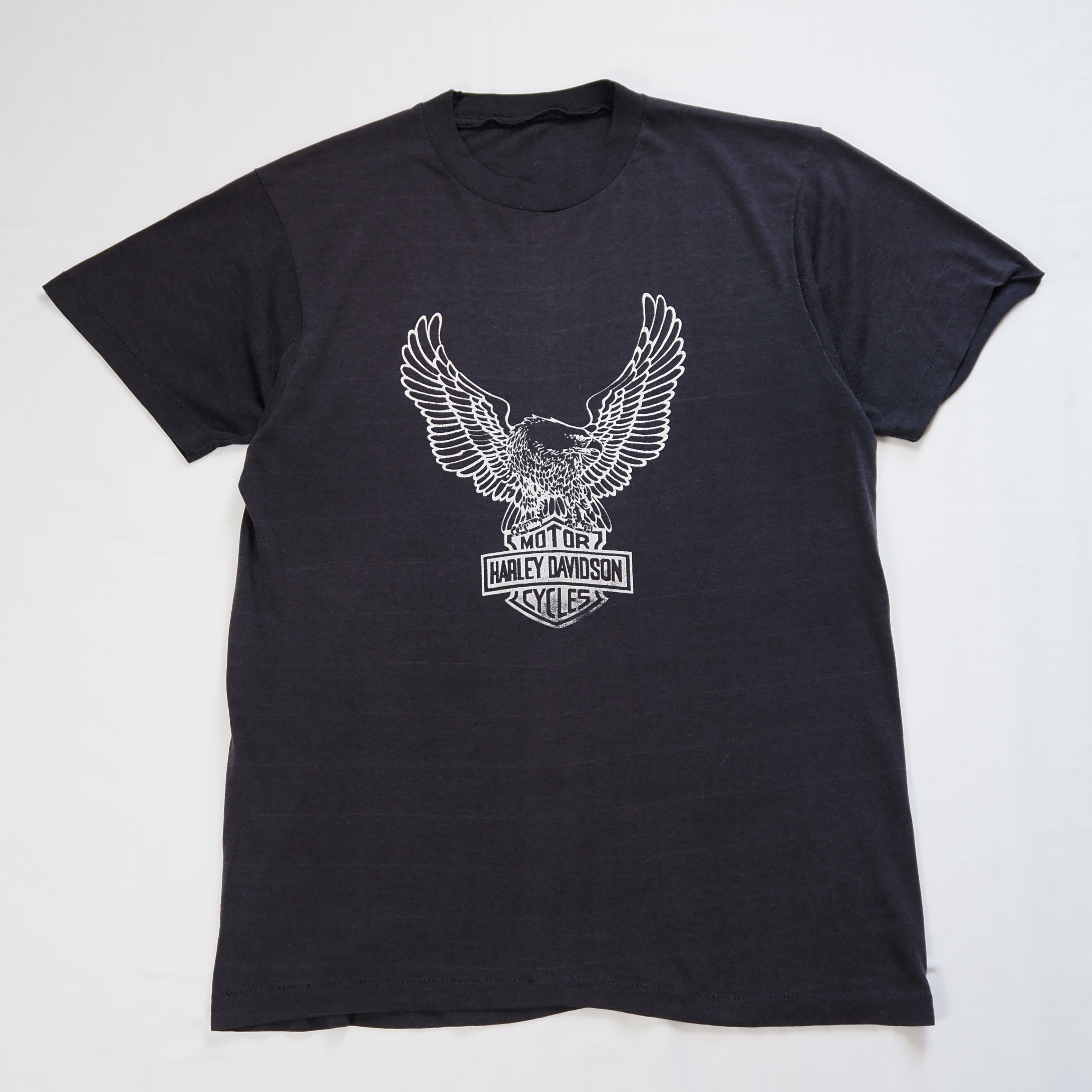 80’s Harley Davidson Print Tee フェードブラック S-Mサイズ程度