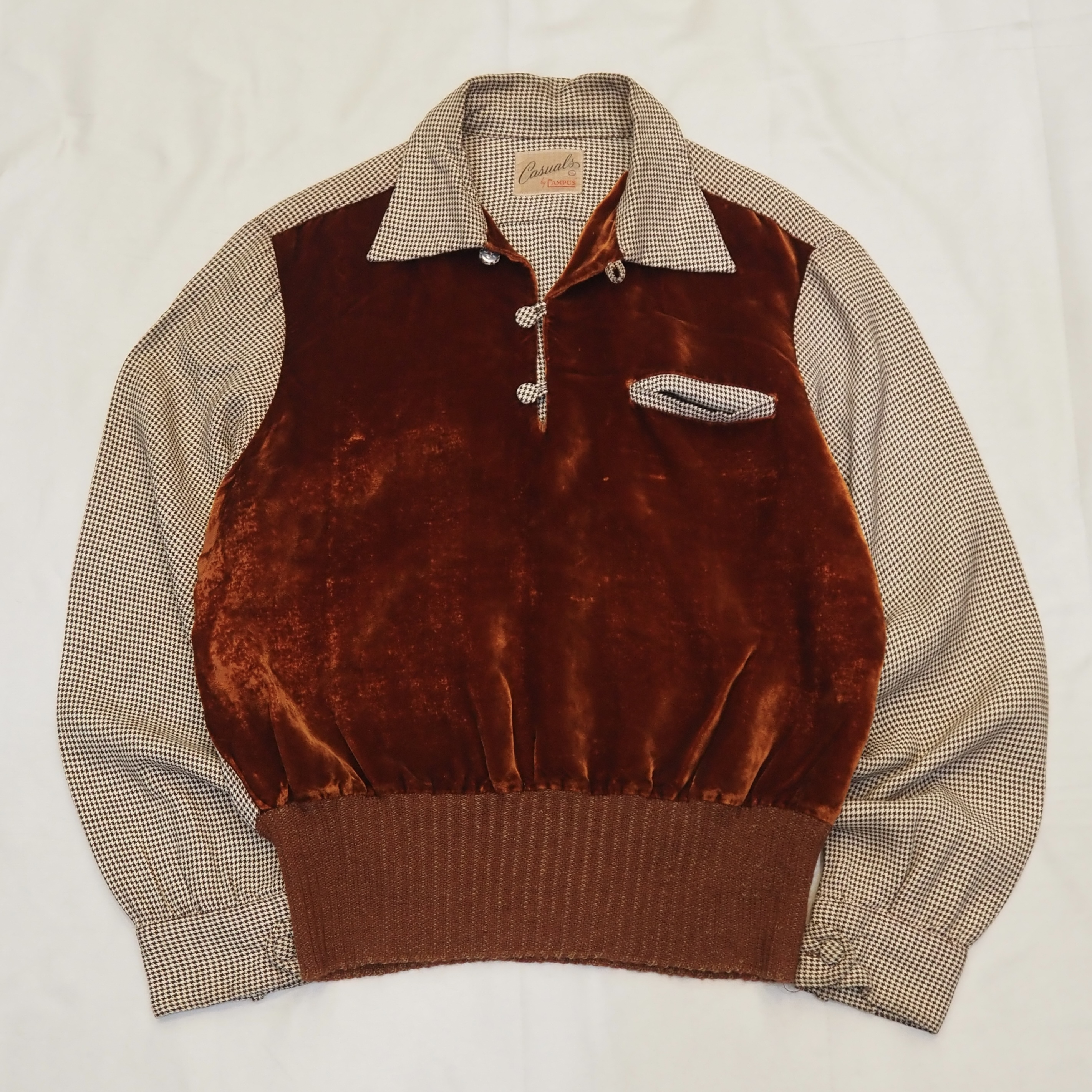 50’s Campus リブシャツ Rayon × Velvet