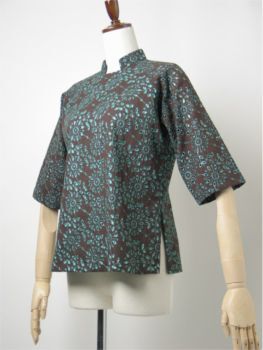 刺繍生地のアオザイ風ブラウス M Ethnic Beauty