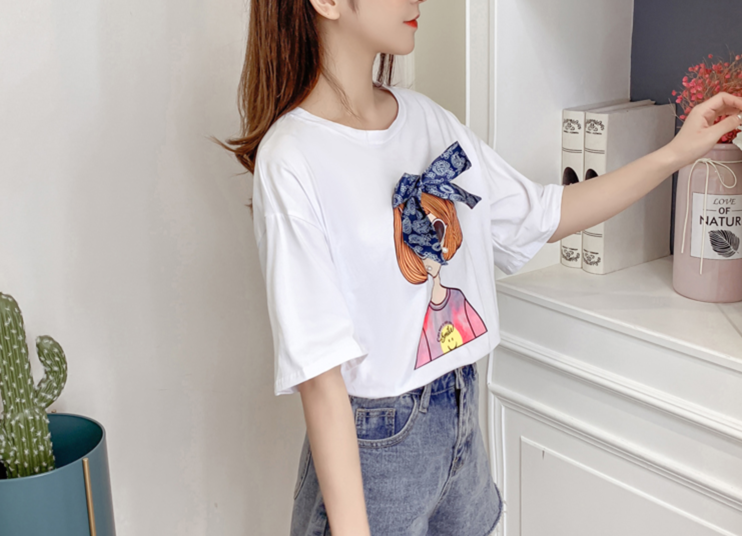 ロゴ Tシャツ かわいい 夏 カジュアル ペイズリー リボン シンプル コーデ 女の子 イラスト プリントシャツ 韓国 490 Sweetly