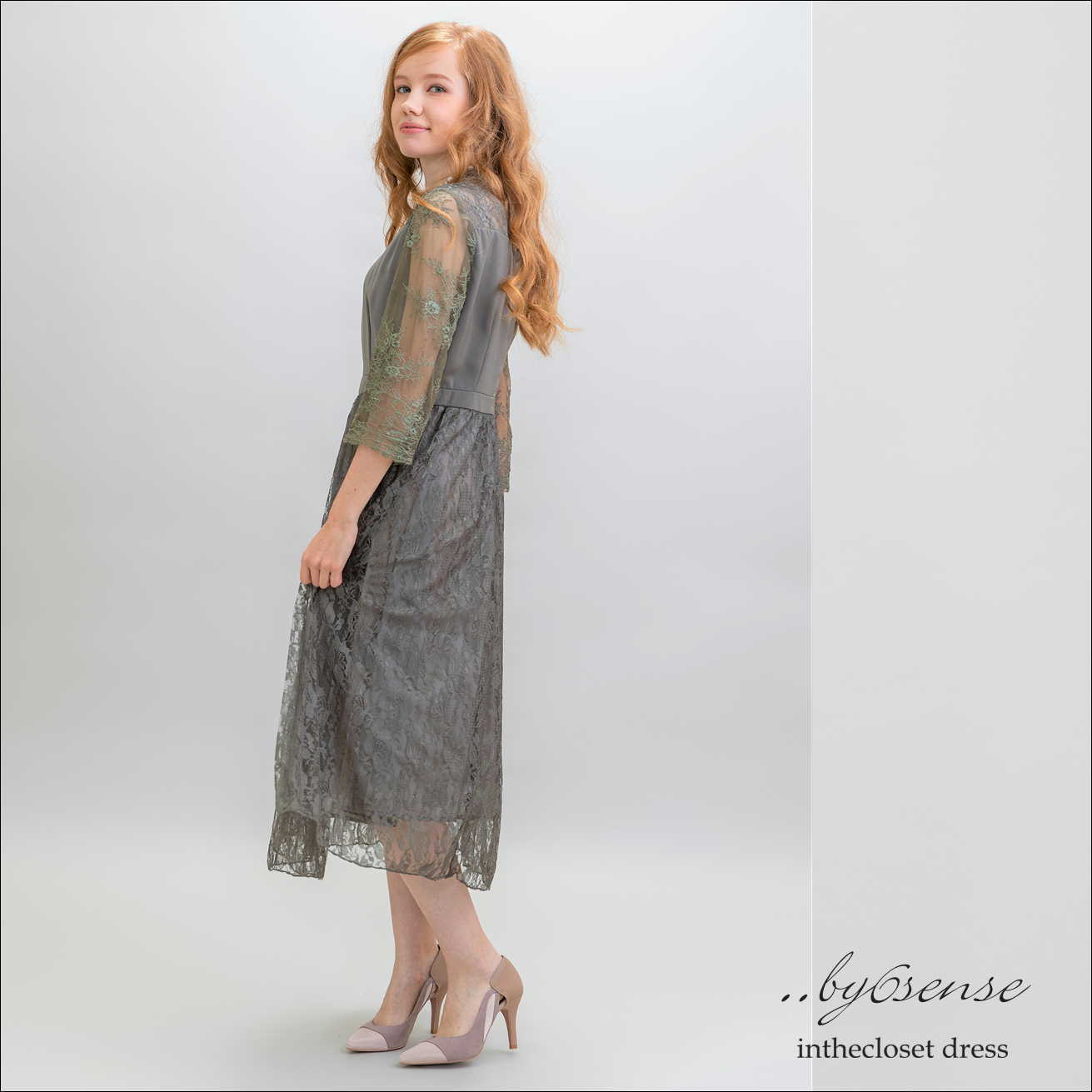 ハイネックレース 長袖 ワンピースドレス 結婚式 お呼ばれ パーティードレス 送料無料 お呼ばれドレス パーティードレス専門店 By6sense Dress