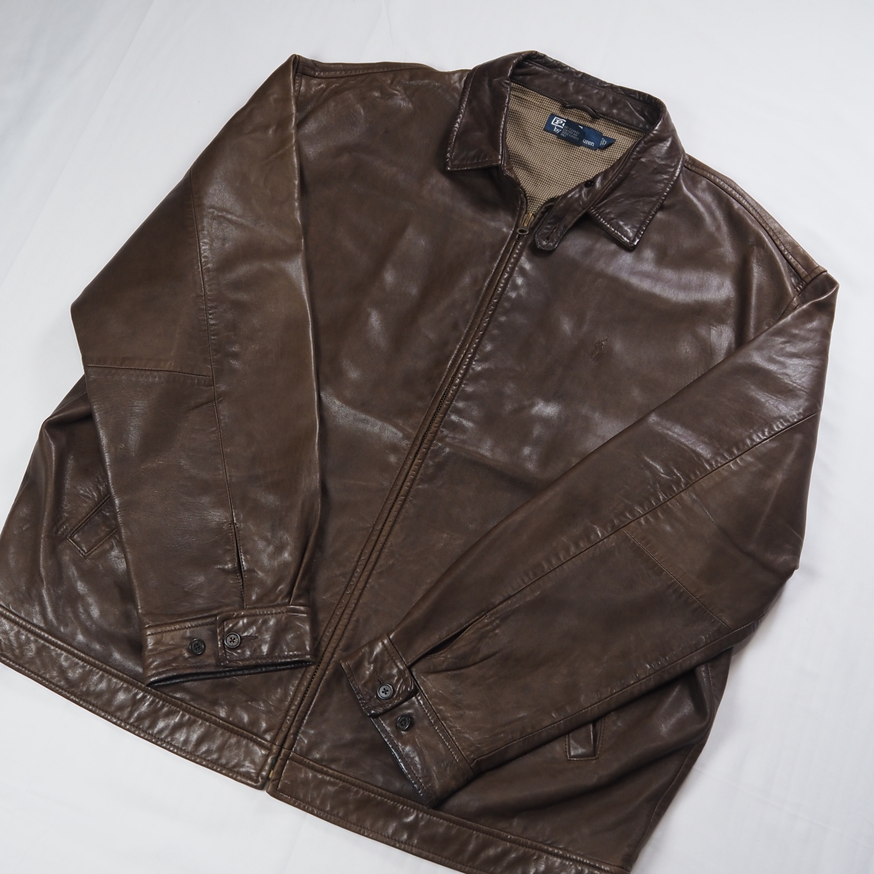 【9/23 20:00入荷】90's Ralph Lauren ラムレザージャケット XXL の画像 11