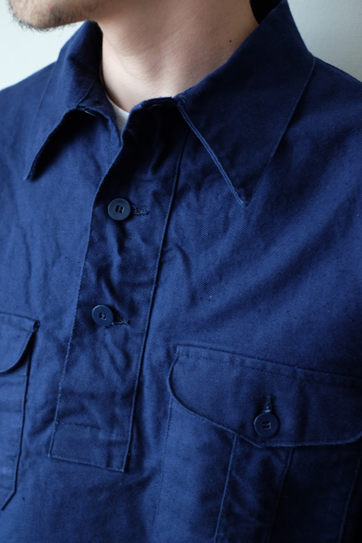 50s Swedish military pullover work shirt “one wash” の画像 10