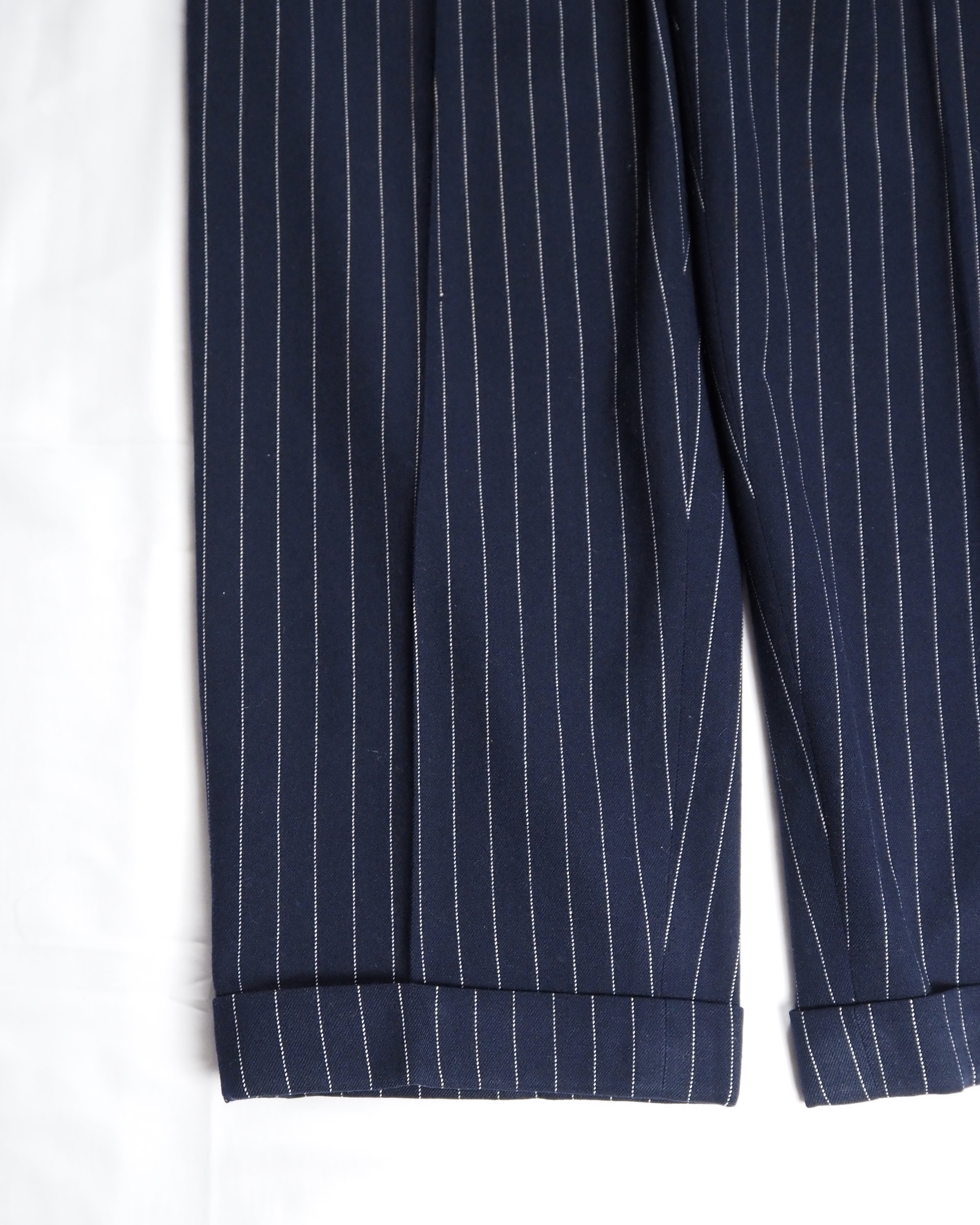 50’s Wool Slacks ストライプ ネイビー×ホワイト の画像 5