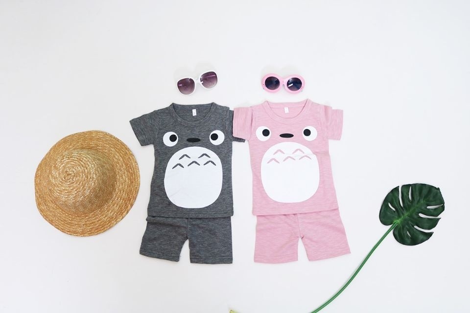 子供服 可愛い 男の子 女の子 韓国子供服 コットン100 綿 グレー ピンク 半袖 Totoパジャマ ahouse