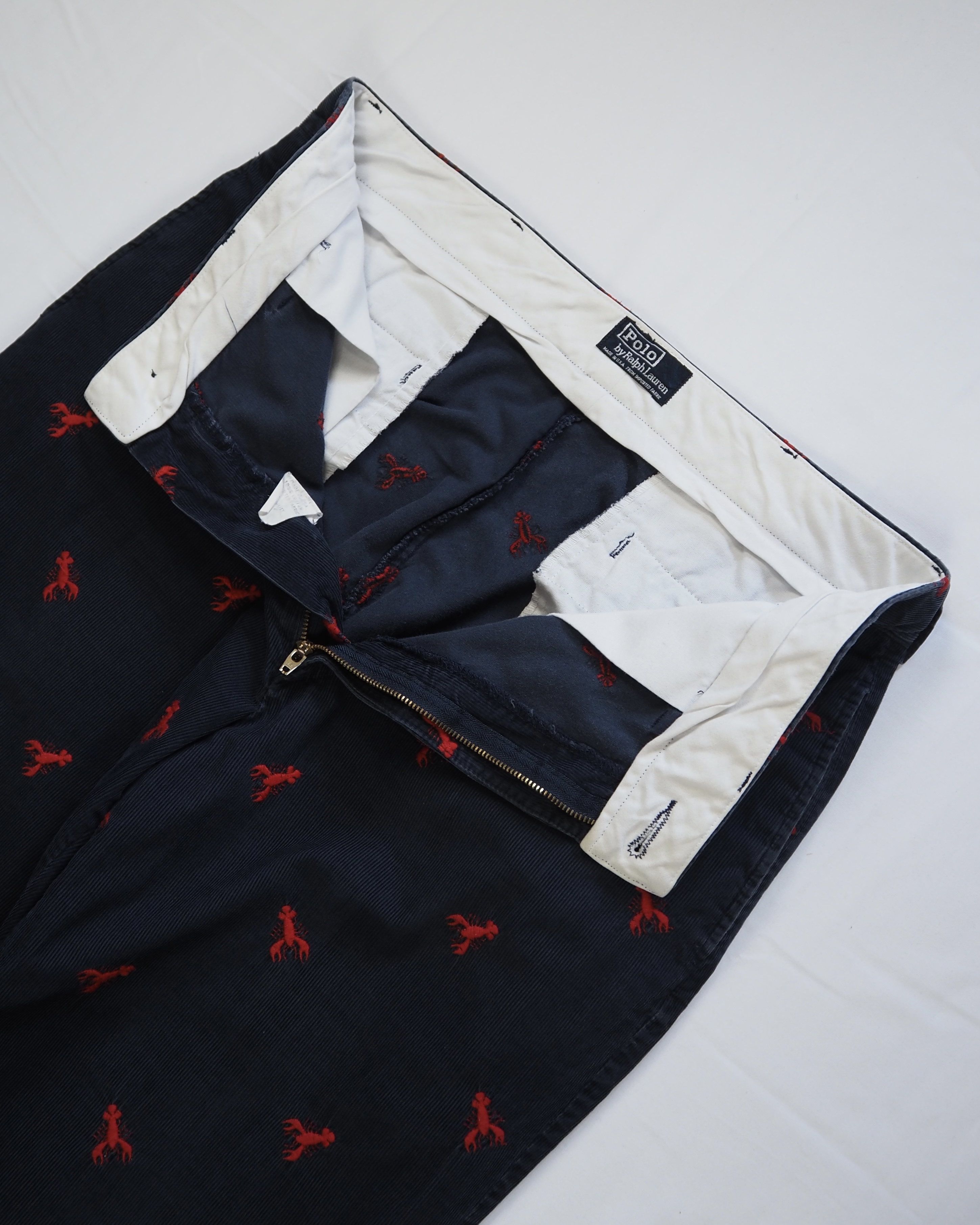 90’s Ralph Lauren コーデュロイパンツ 約33×30 総柄 ロブスター の画像 3