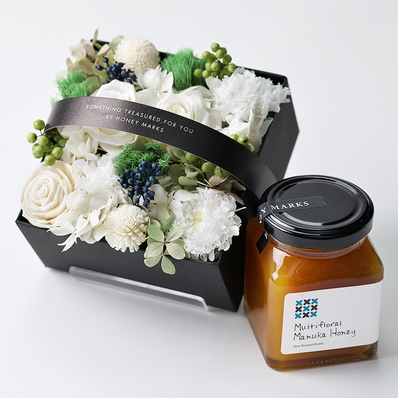 マヌカハニー フラワーギフトボックス L ホワイト Honey Marks マヌカハニー フラワーギフトボックス L ホワイト Honey Marks