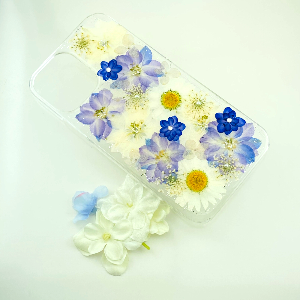 ほぼ全機種対応スマホケース 押し花スマホケース No 612 押し花 レジン Iphone6以降全機種 Xperia Aquos Galaxy他 はなはなぐりゅっけ