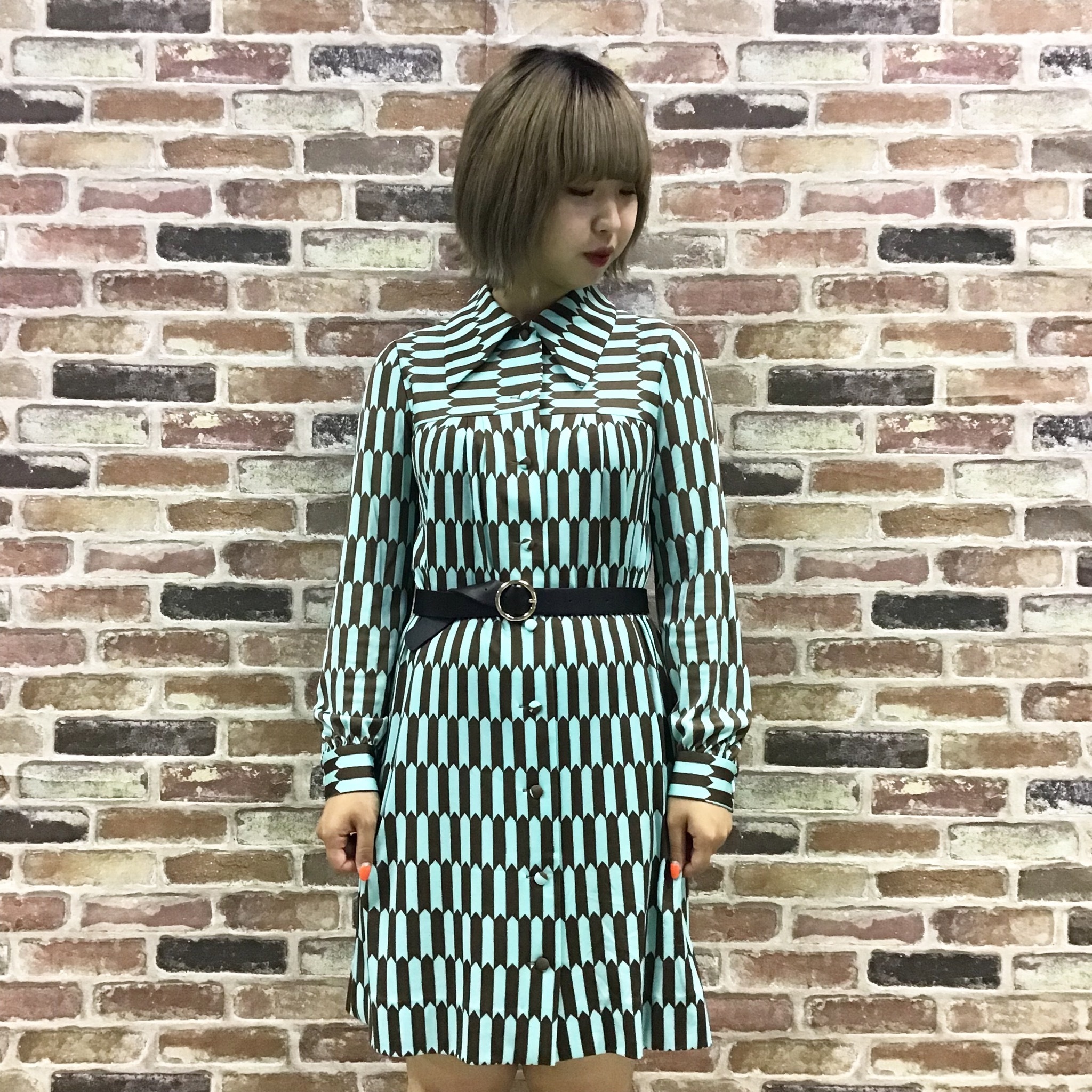 Hanae Mori Light Blue Pattern One Piece インポート古着 George And Kewpie Hanae Mori Light Blue Pattern One Piece インポート古着 George And Kewpie