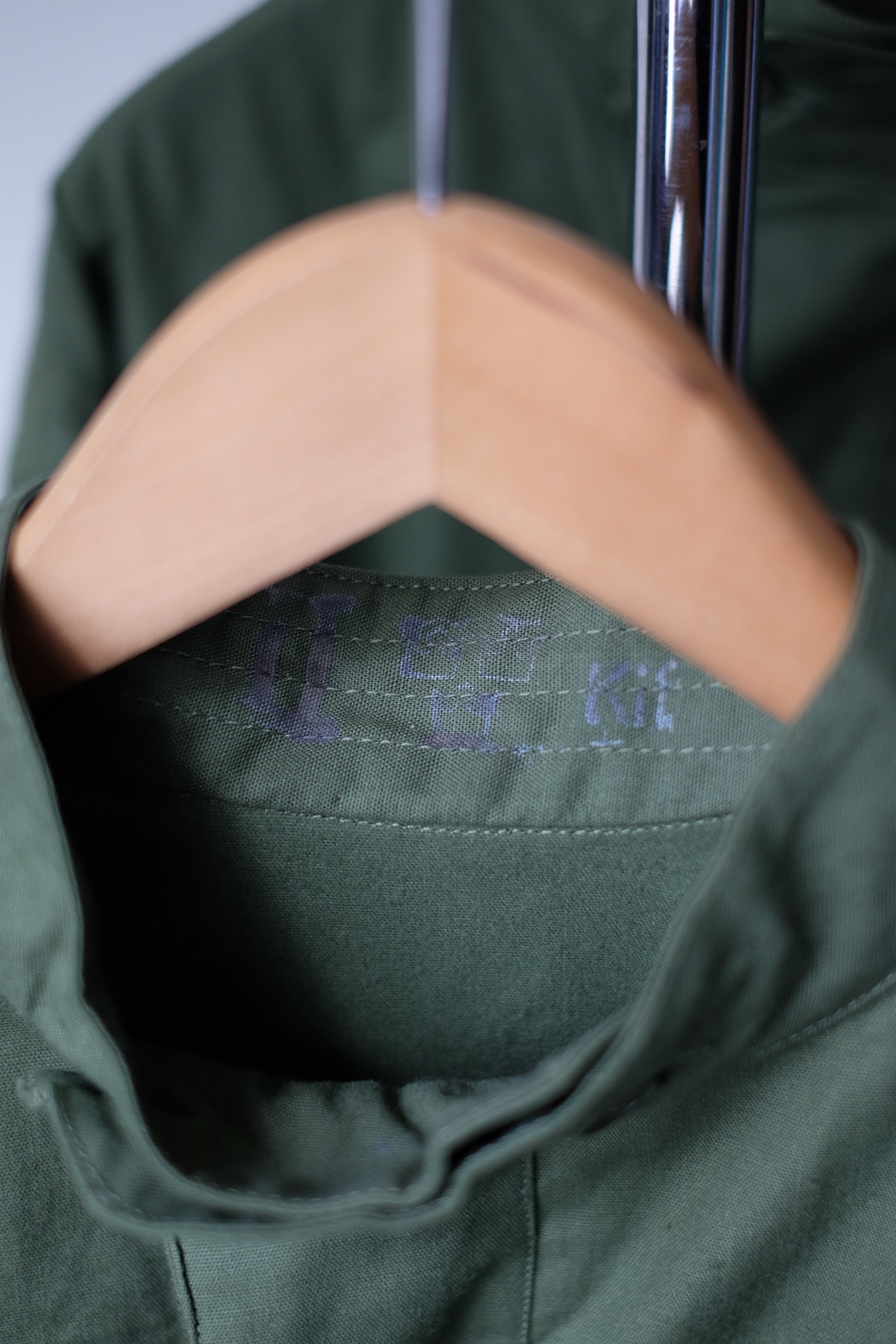 60s Swedish military  pullover nocollar shirt “one wash” の画像 5