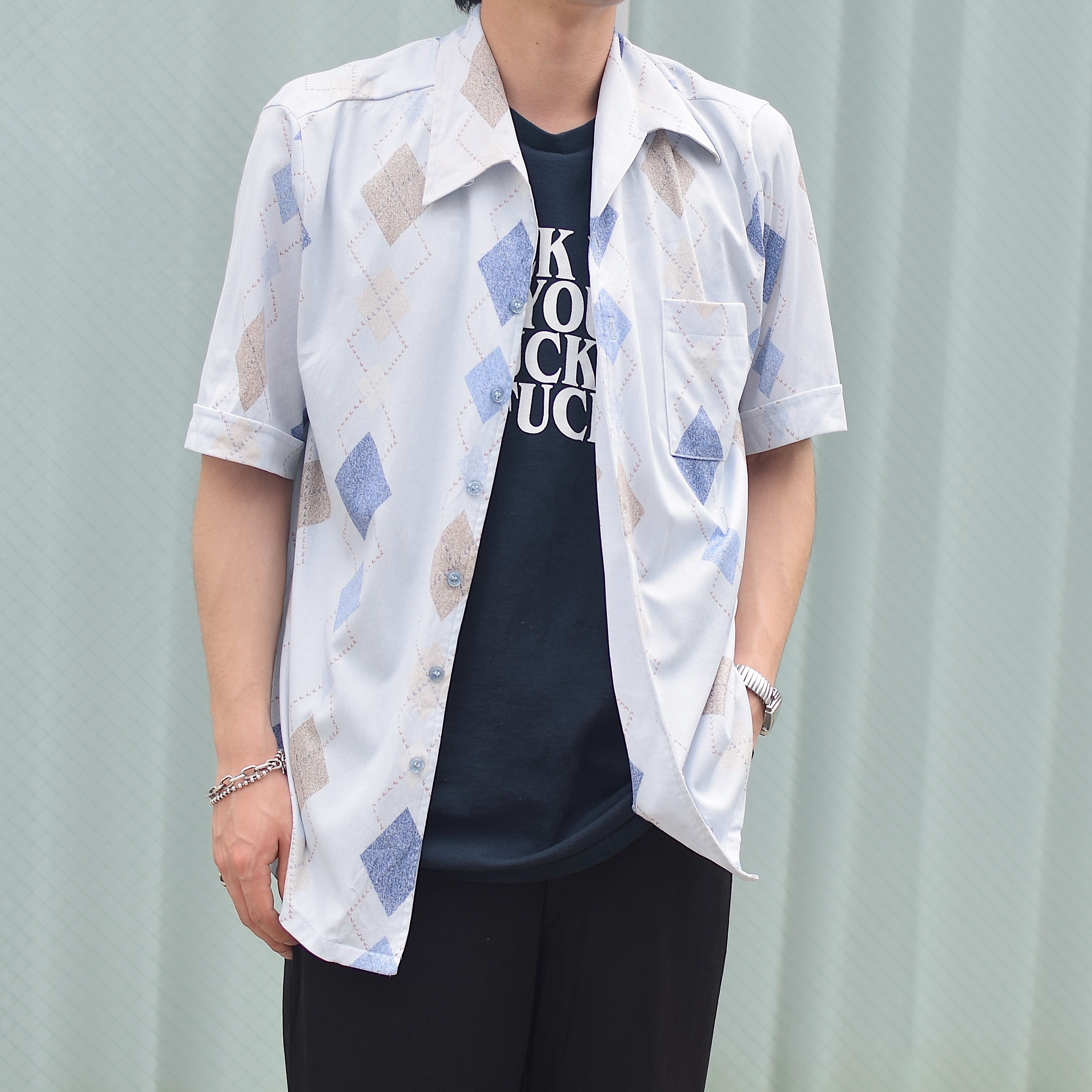 Vintage 70's【Joel】Short Sleeve Polyester Shirt の画像 3