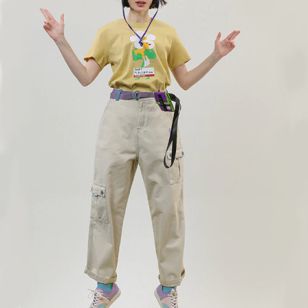 ファートフラワーマンハイウエストカーゴパンツ Meimao ファートフラワーマンハイウエストカーゴパンツ Meimao