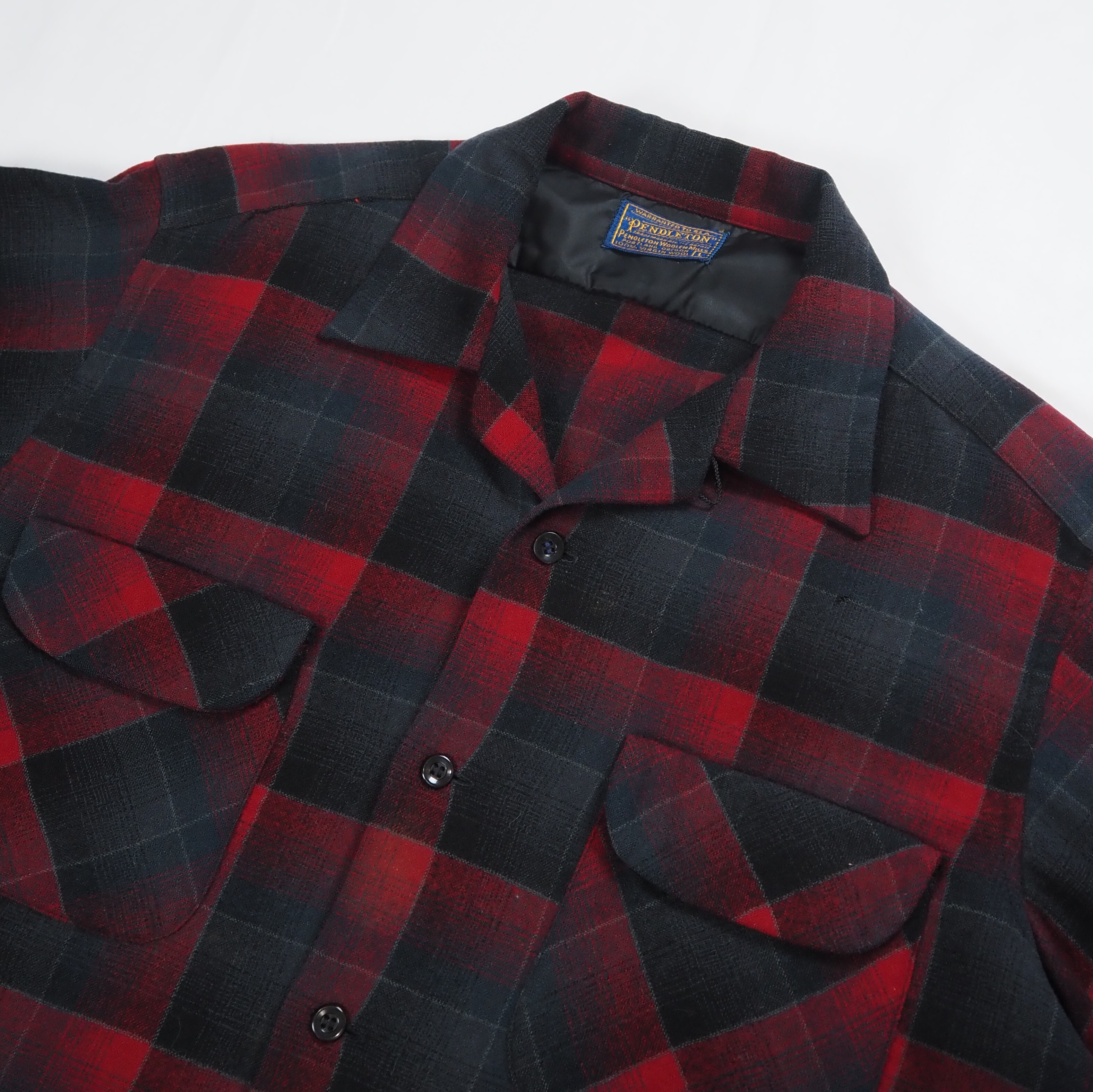 【9/23 20:00入荷】50's Pendleton ウールシャツ Lサイズ ブラック×レッド の画像 5