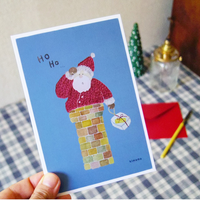 刺繍サンタのクリスマスカード 封筒セット Kimama 刺繍サンタのクリスマスカード 封筒セット Kimama