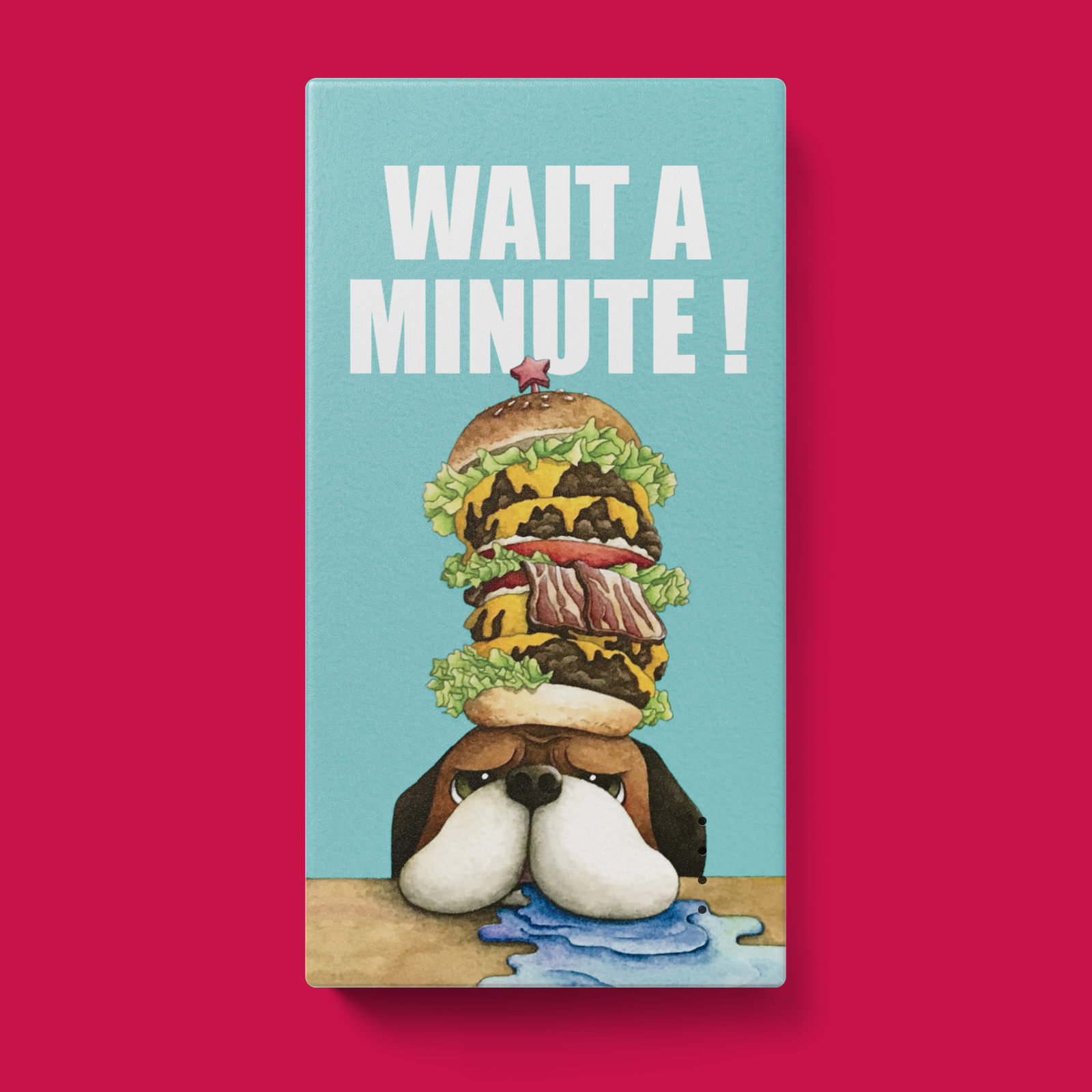 モバイルバッテリー Wait A Minute スマホバッテリー 犬 ハンバーガー かわいい カラフル イラスト サイシキユウギ