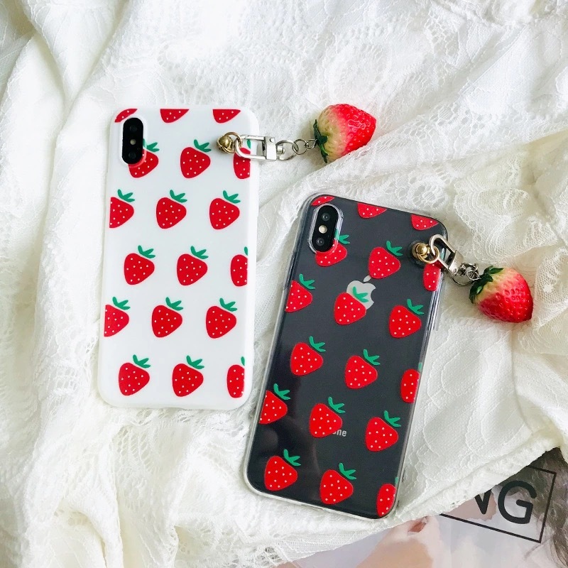 送料無料 予約商品 ストロベリー いちご 透明 イラスト キーホルダーつき Iphoneケース スマホケース Selectshop Aya