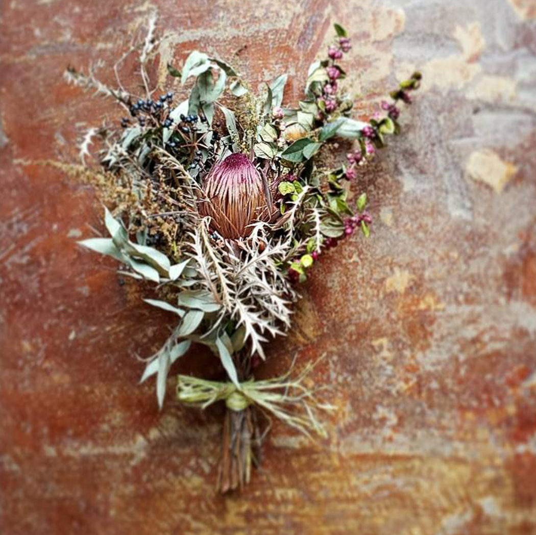 お花定期便 月1 全3回 Ewalu ドライフラワー ブーケ スワッグ手作りキット プロテア含む 約 40cm 湘南茅ヶ崎 顔の見えるお店